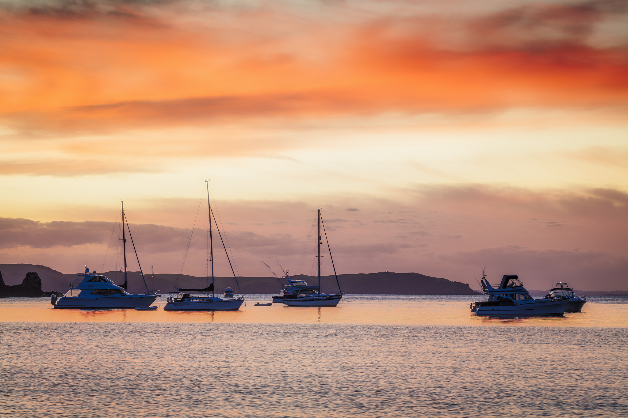 owhanake bay sunset afterglow