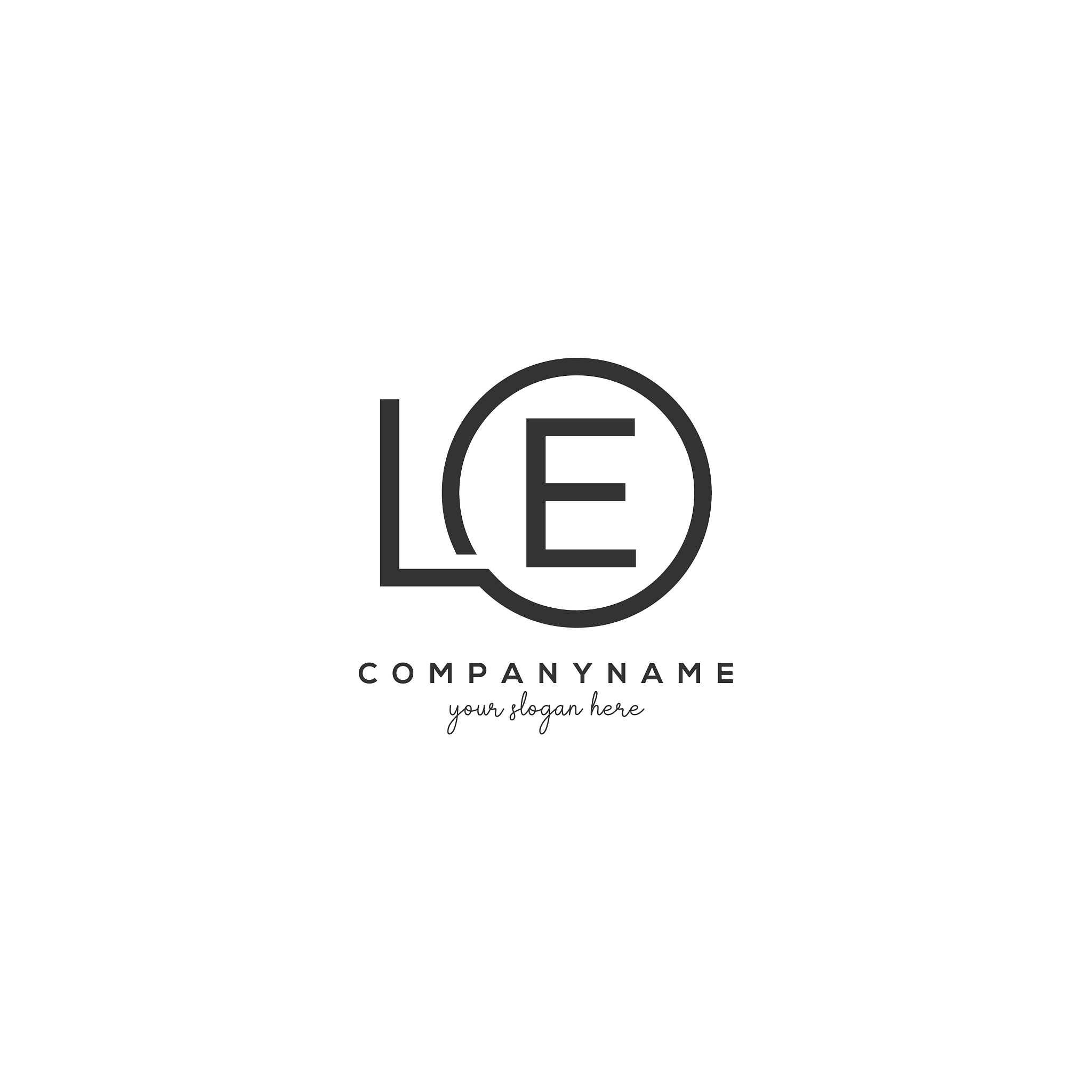 initial le letter logo with circle template