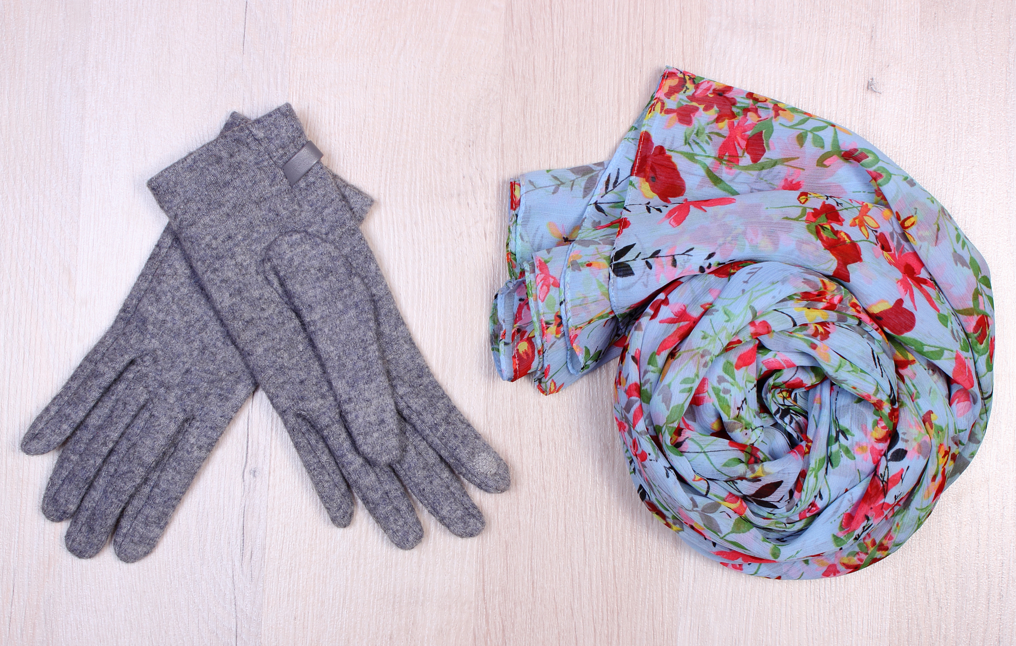 womanly clothes on wooden background, clothing for autumn or win