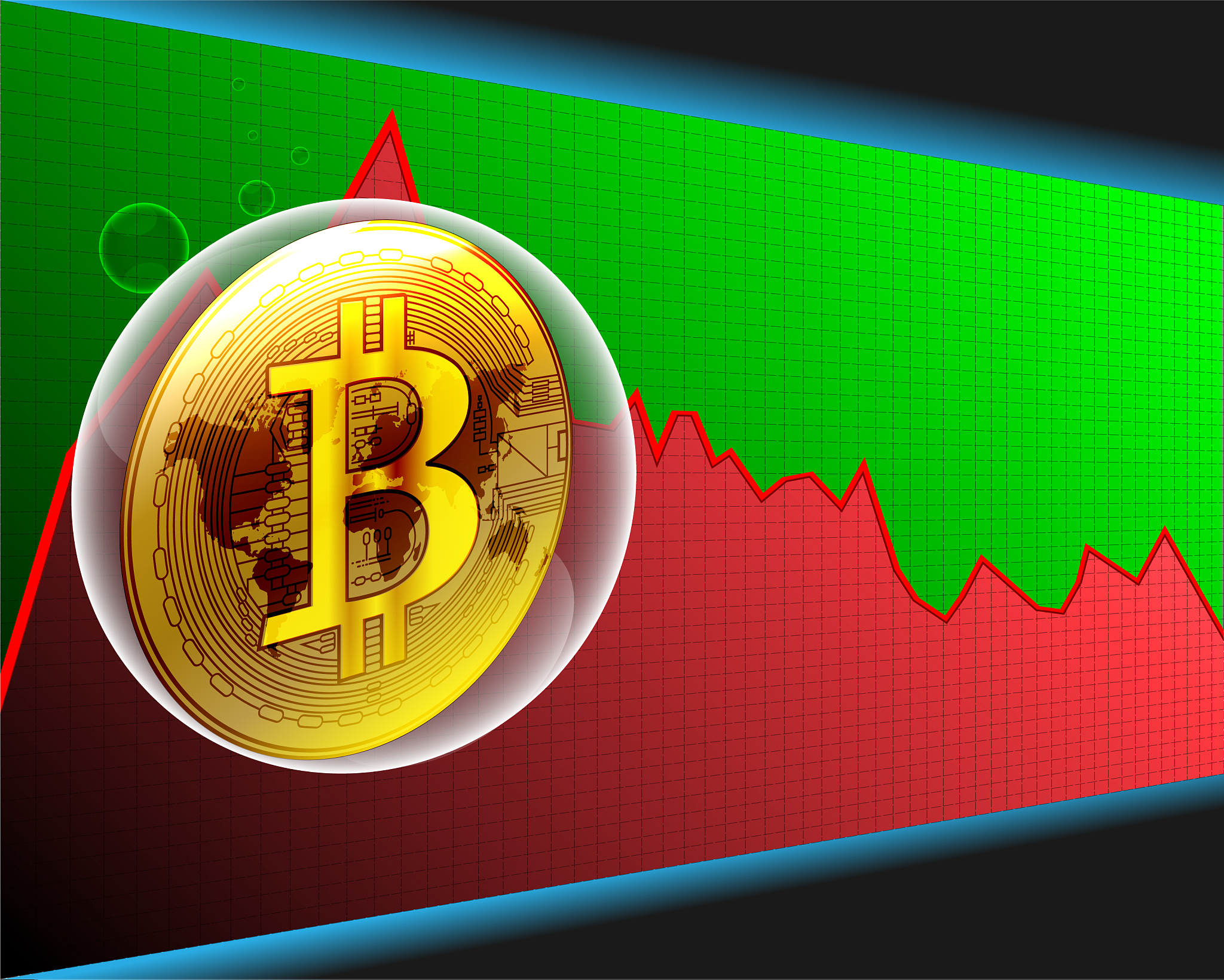 golden bitcoin bubble and world map on the stock