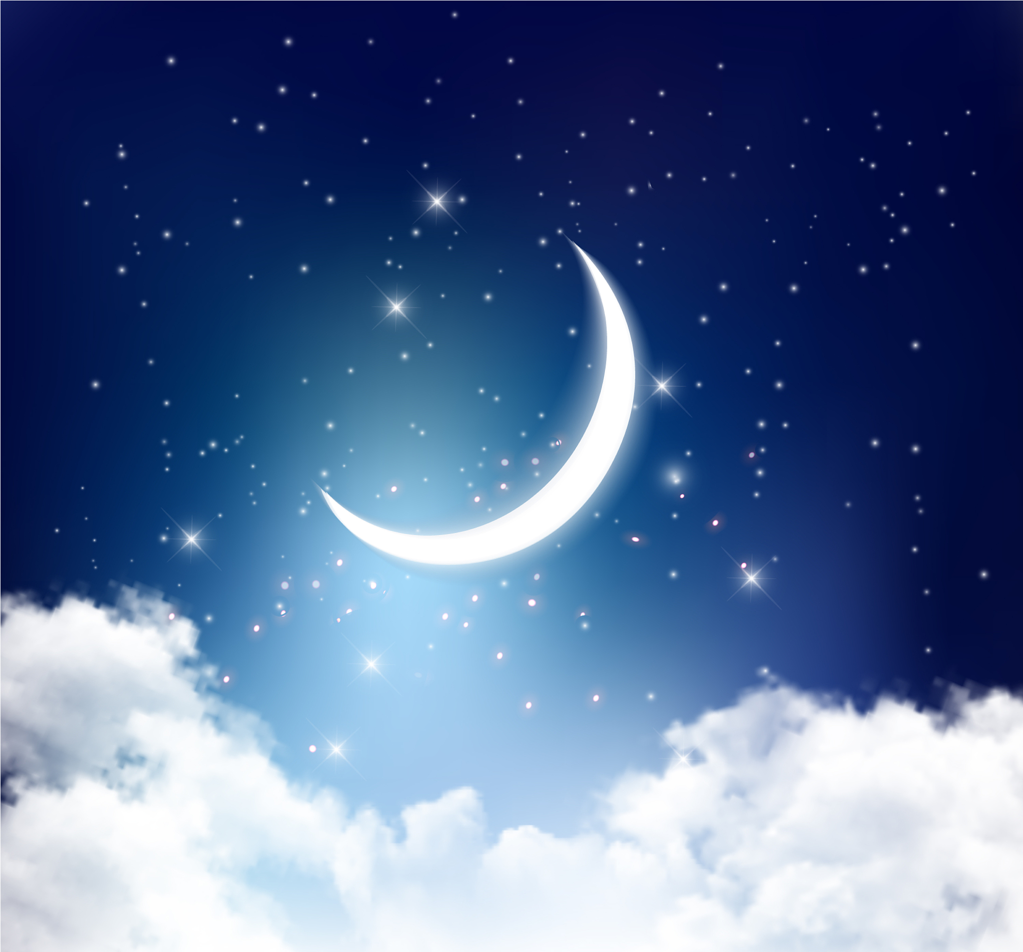 night sky background with with crescent moon