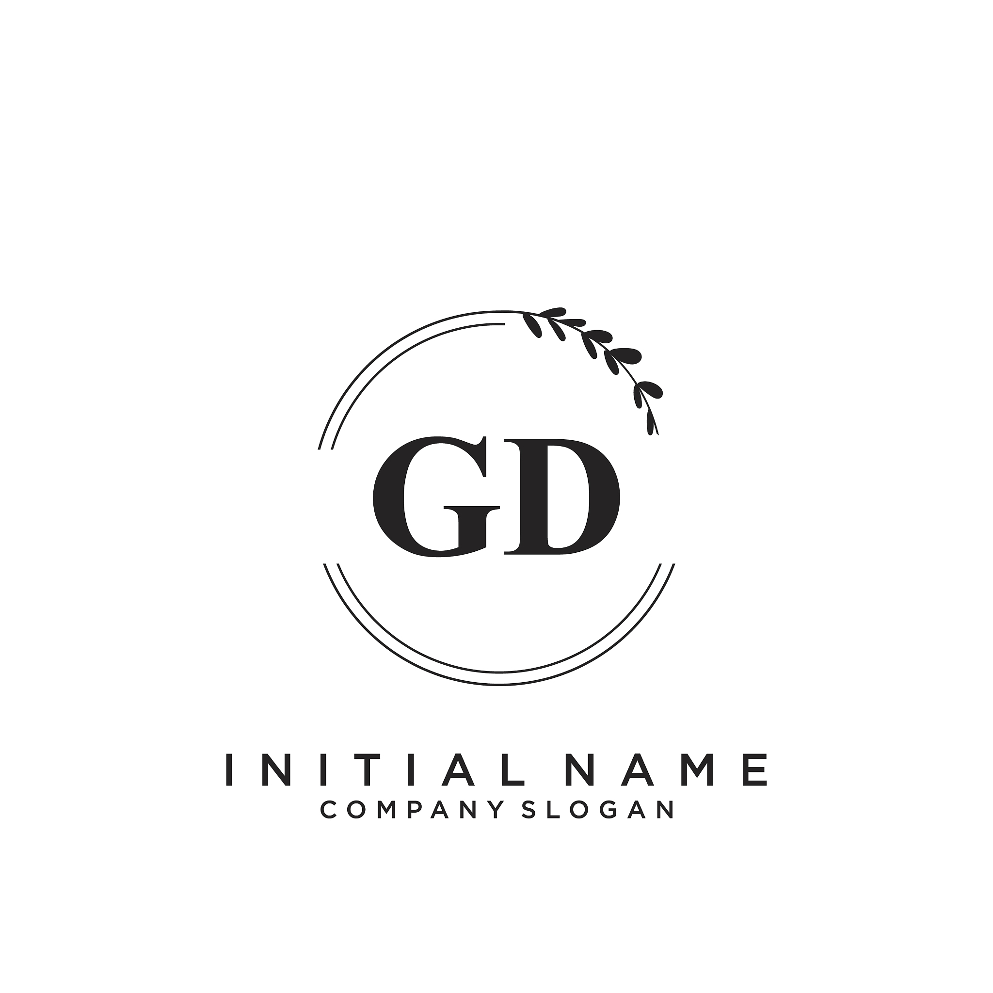 gd initial handwriting logo design