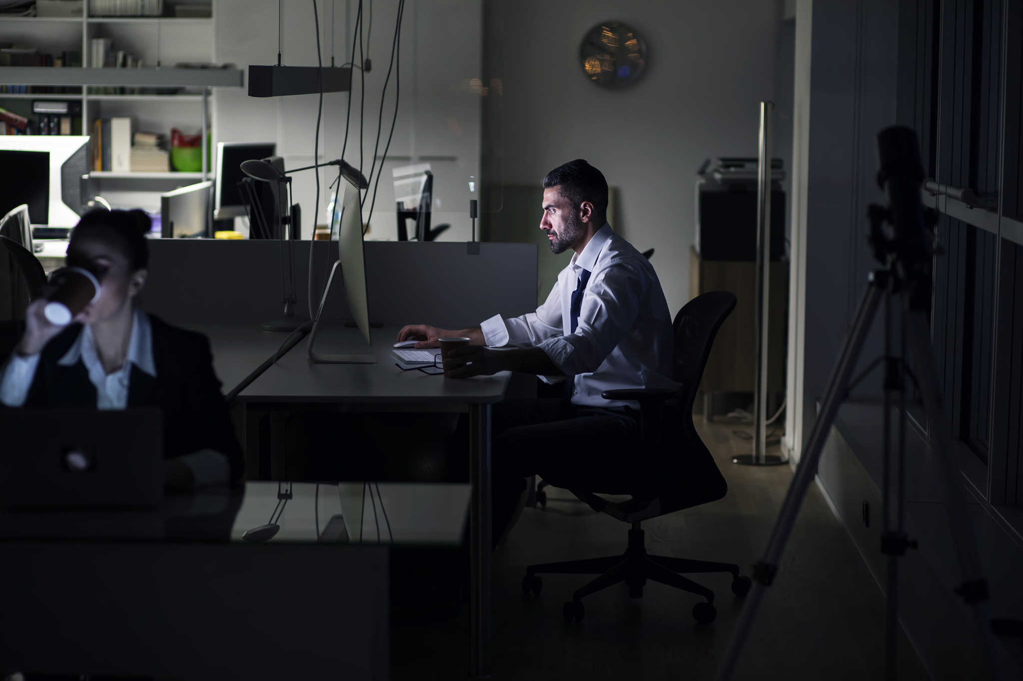 working late