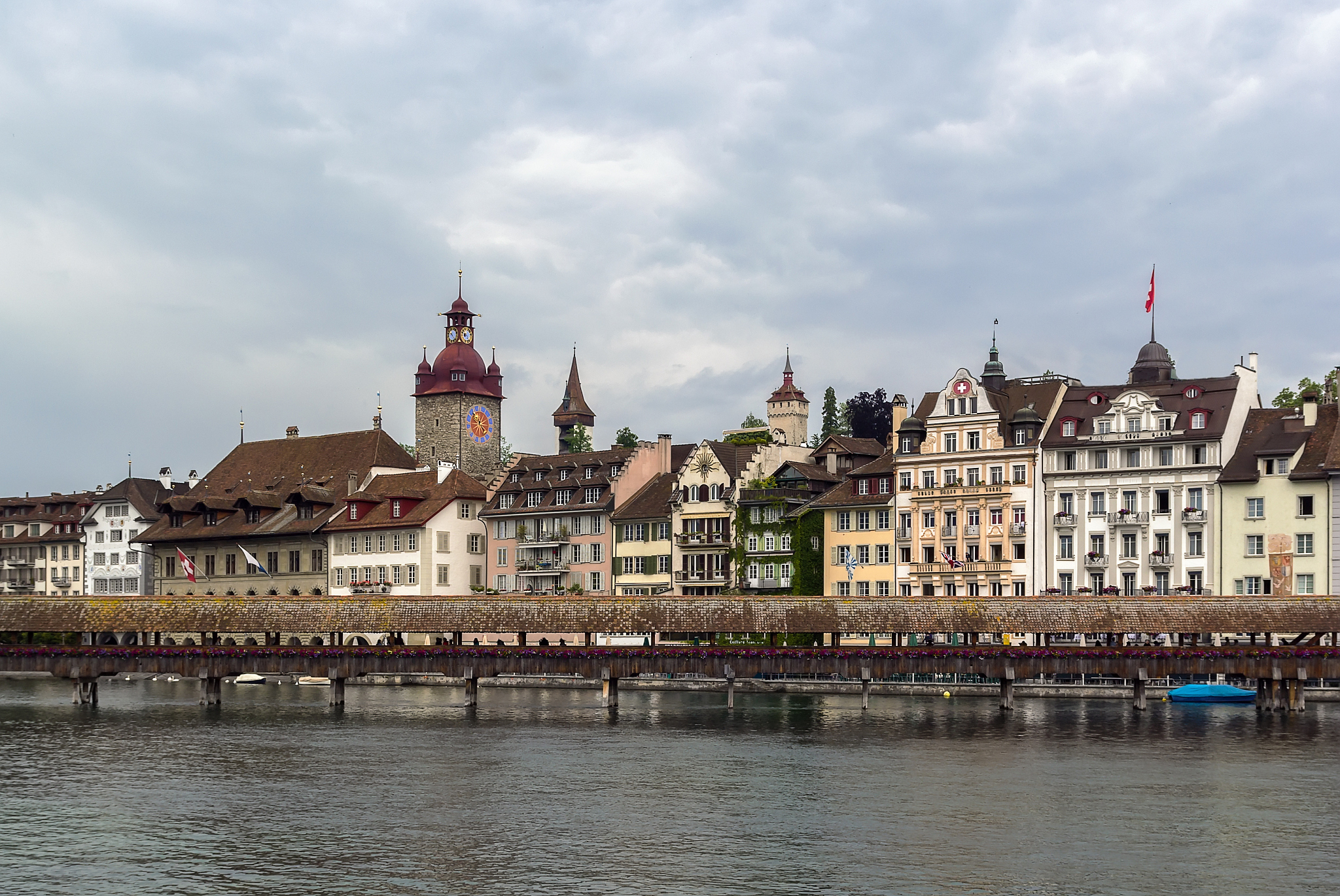 view of lucerne with kapellbrucke