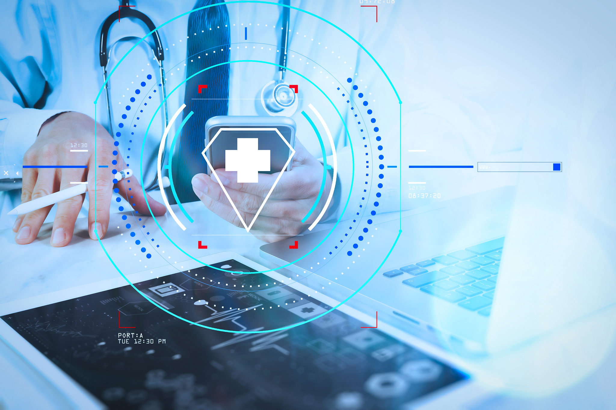 medical technology concept. doctor hand working with modern digi