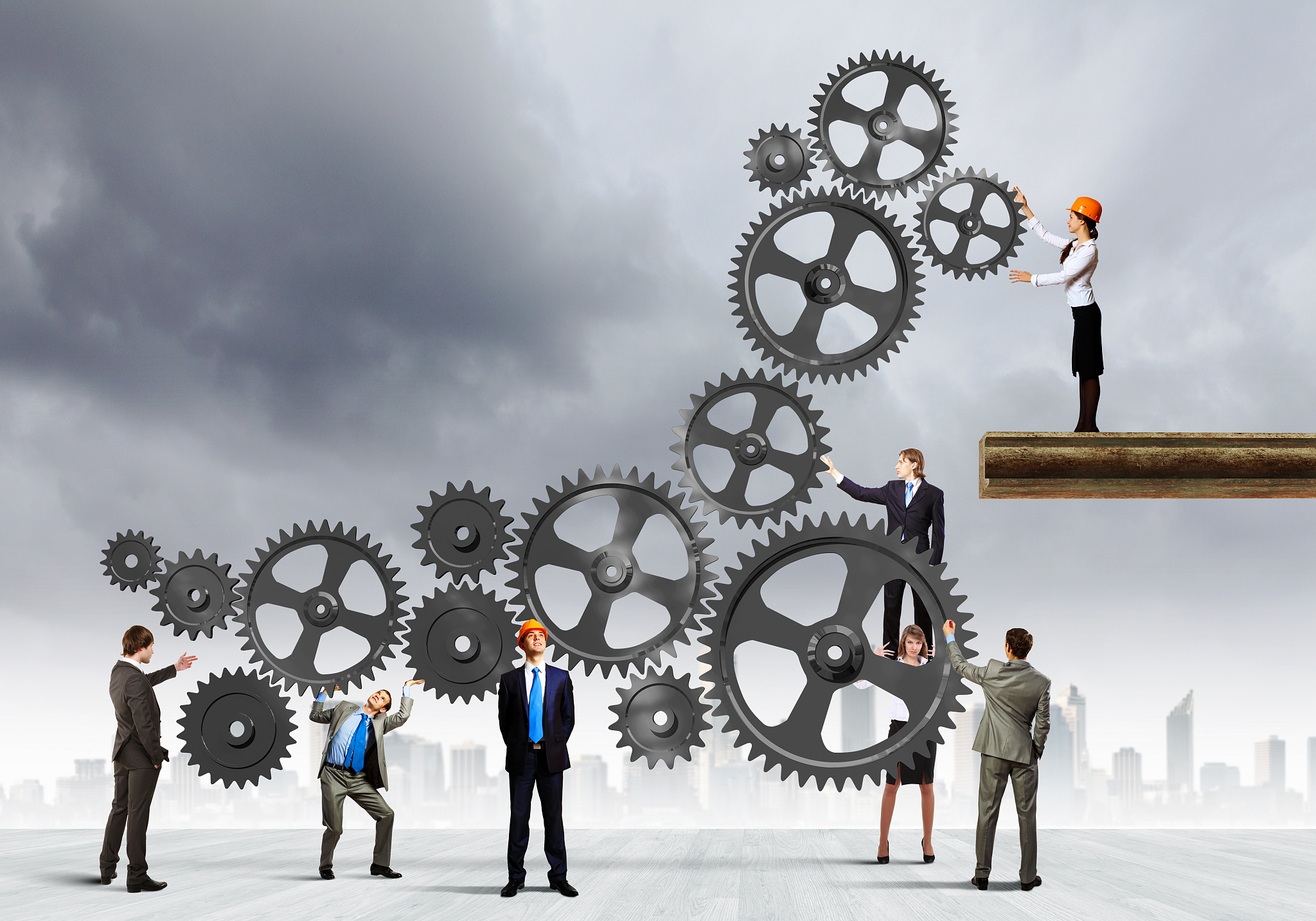 teamwork concept. conceptual image of businessteam working cohes