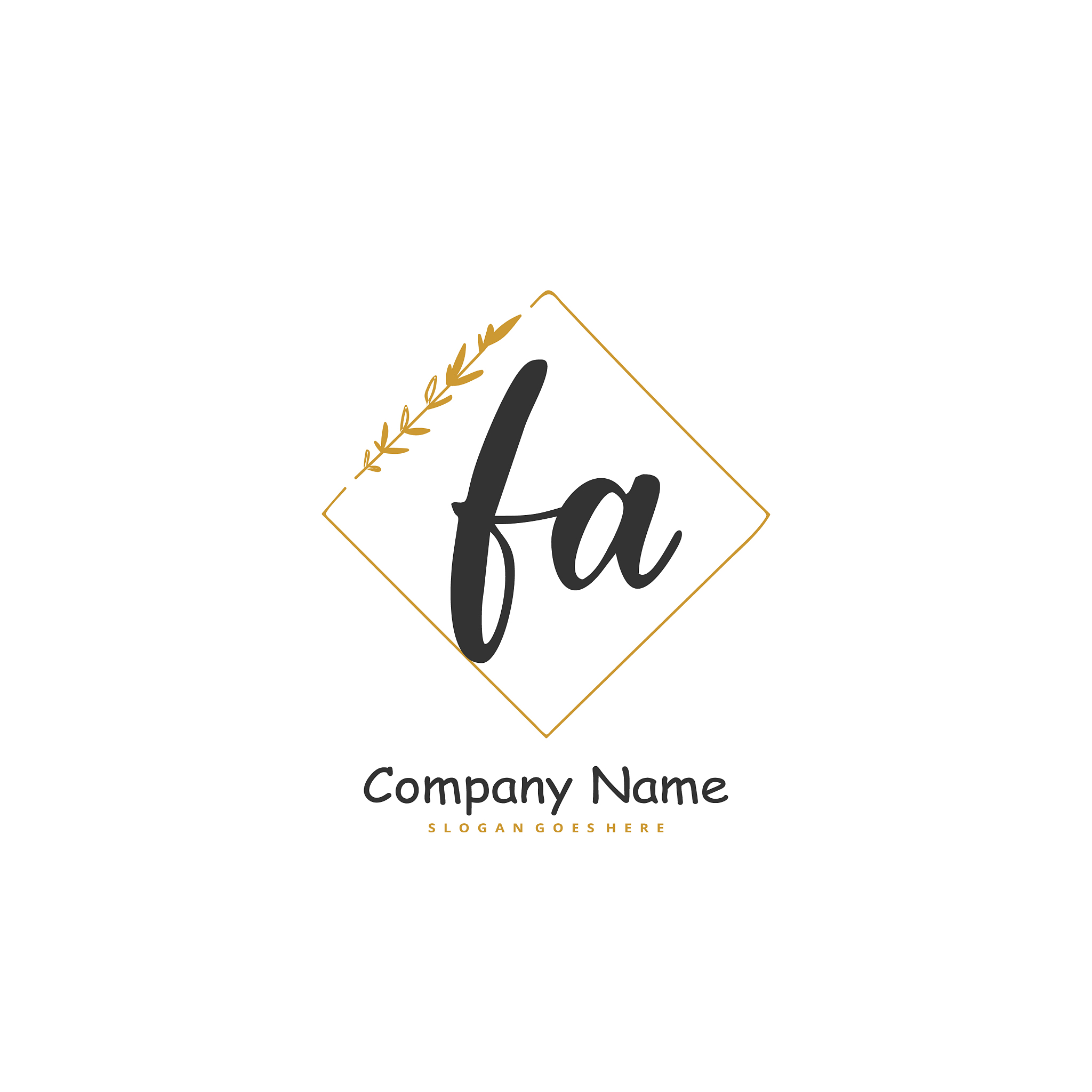f a fa initial handwriting and signature logo