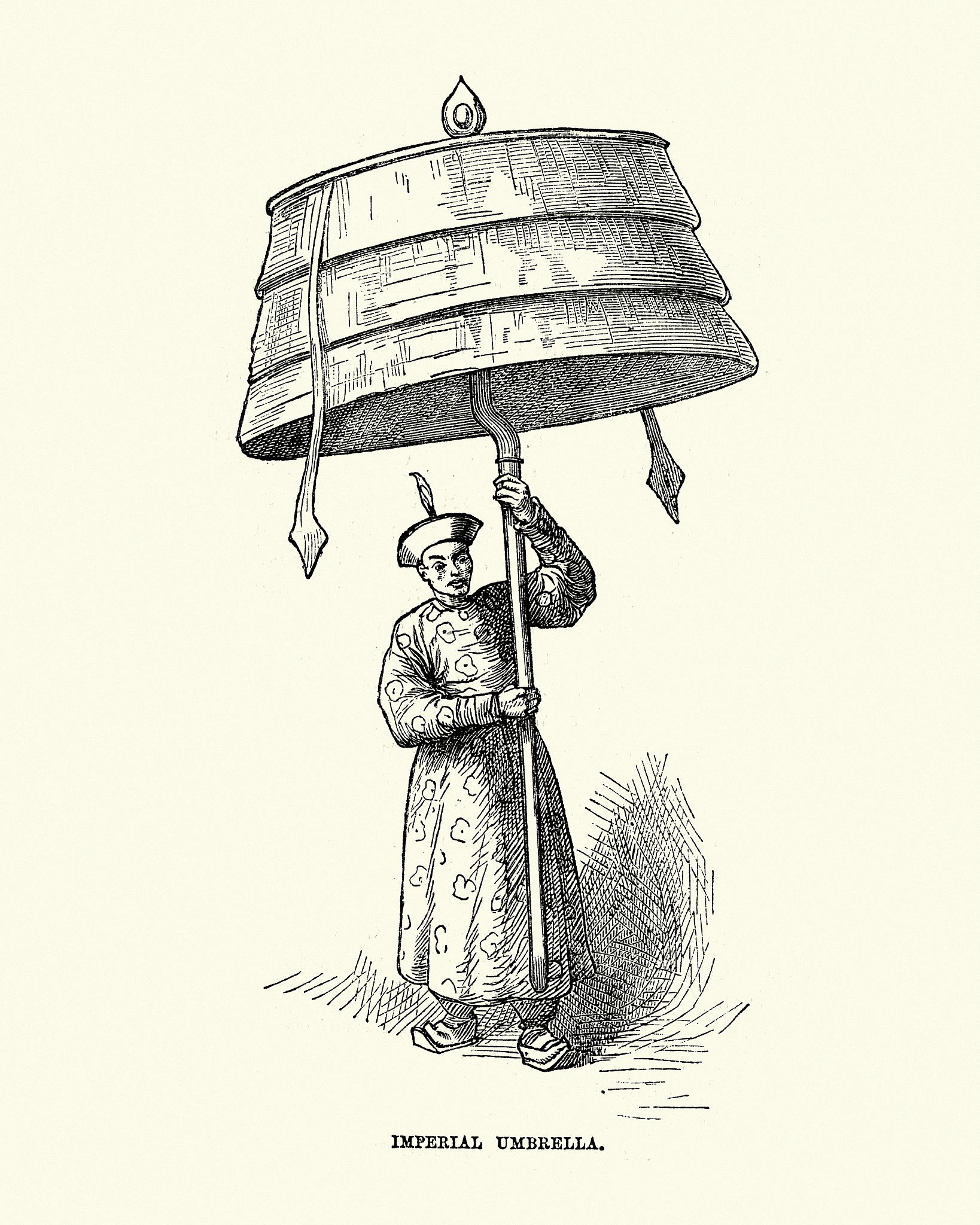 chinese man carrying the imperial umbrella, 19th century