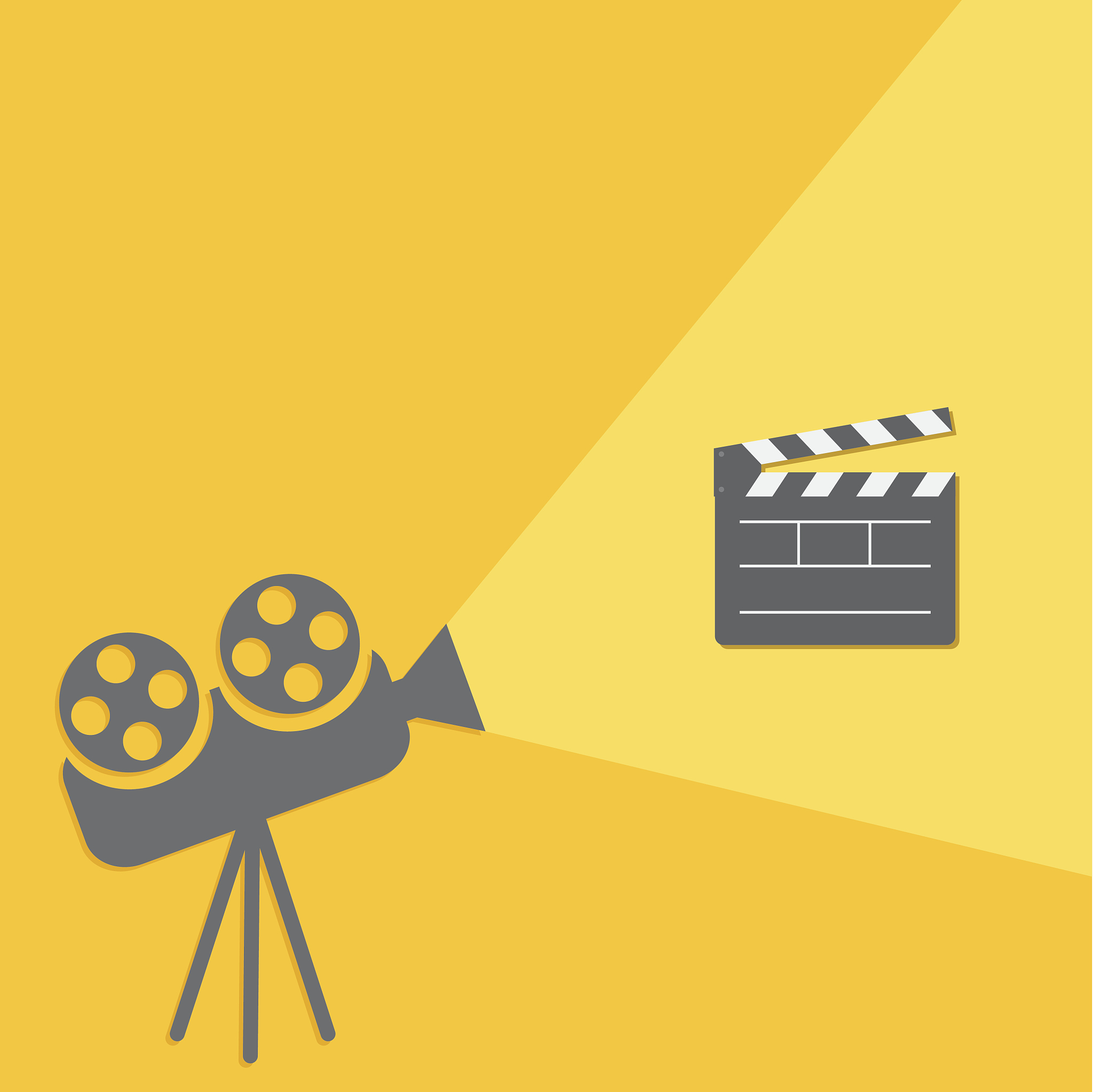 cinema projector light open movie clapper board template icon. f
