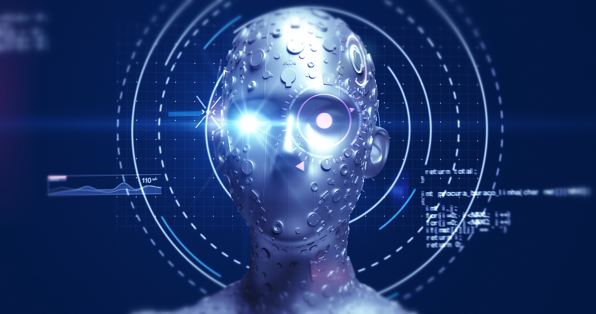 stylish advanced ai robot deep learning - 3d illustration render