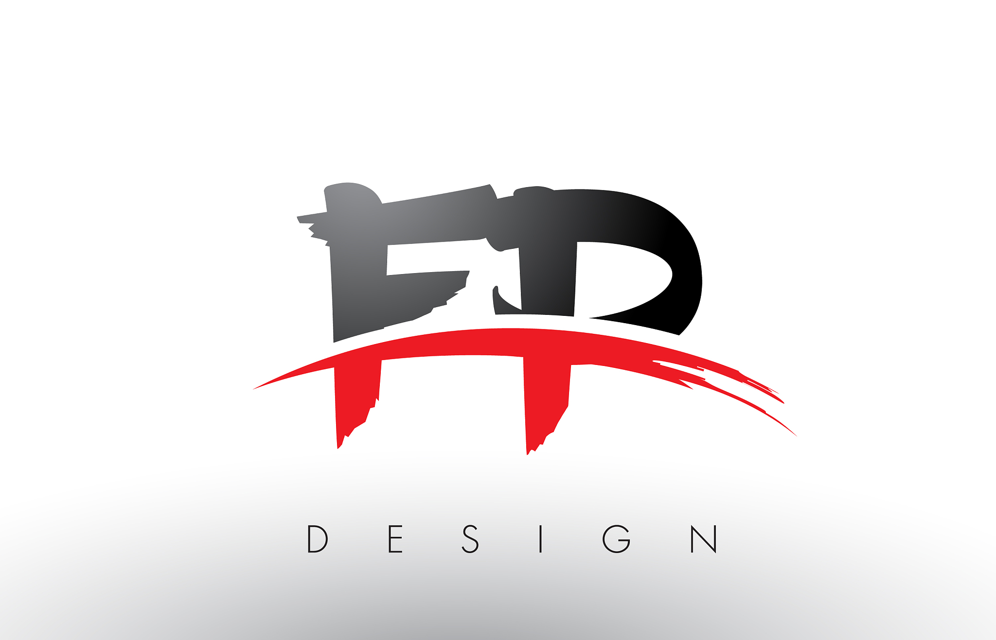 fp f p brush logo letters with red and black