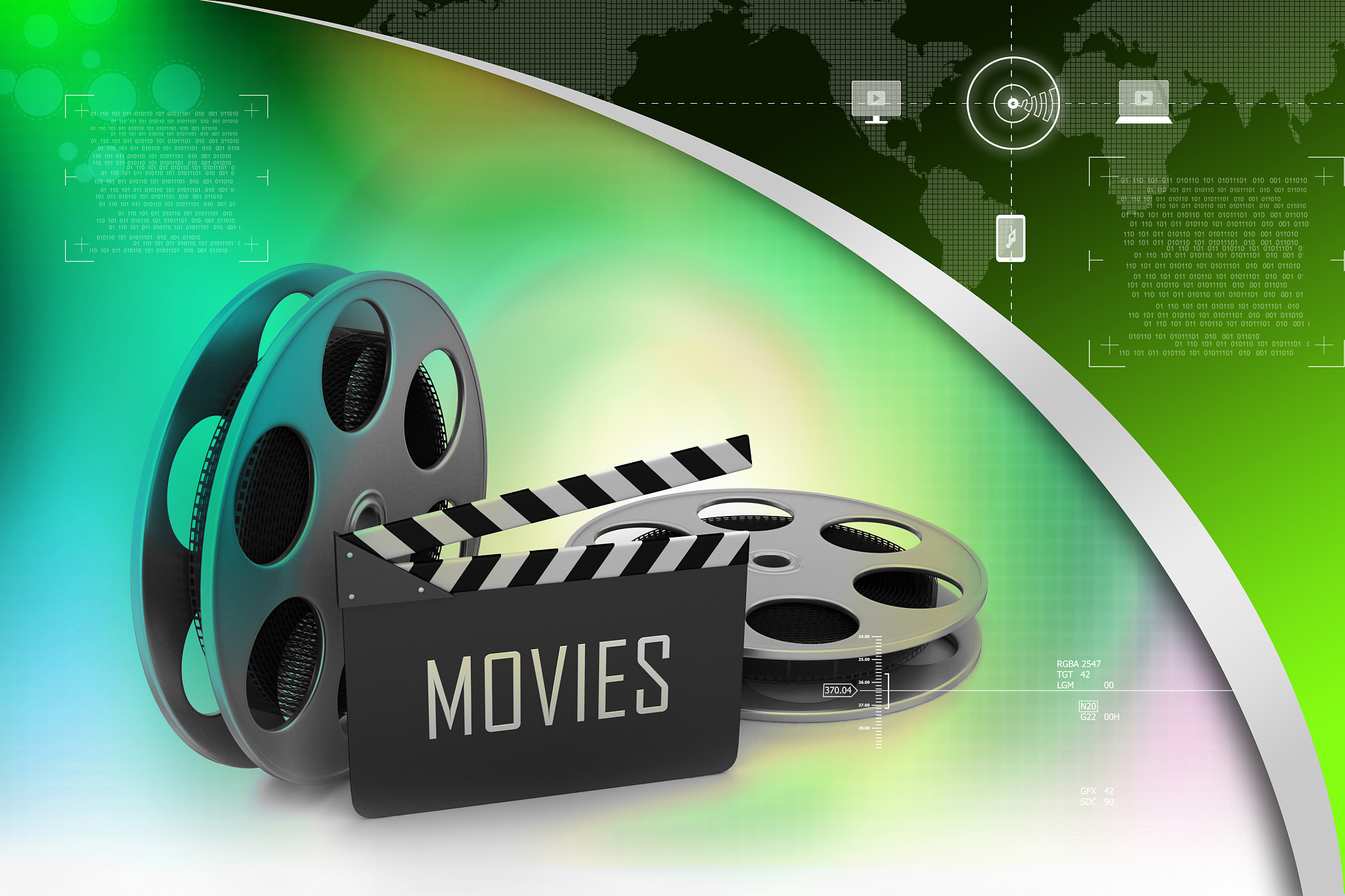 film reels and clapper board