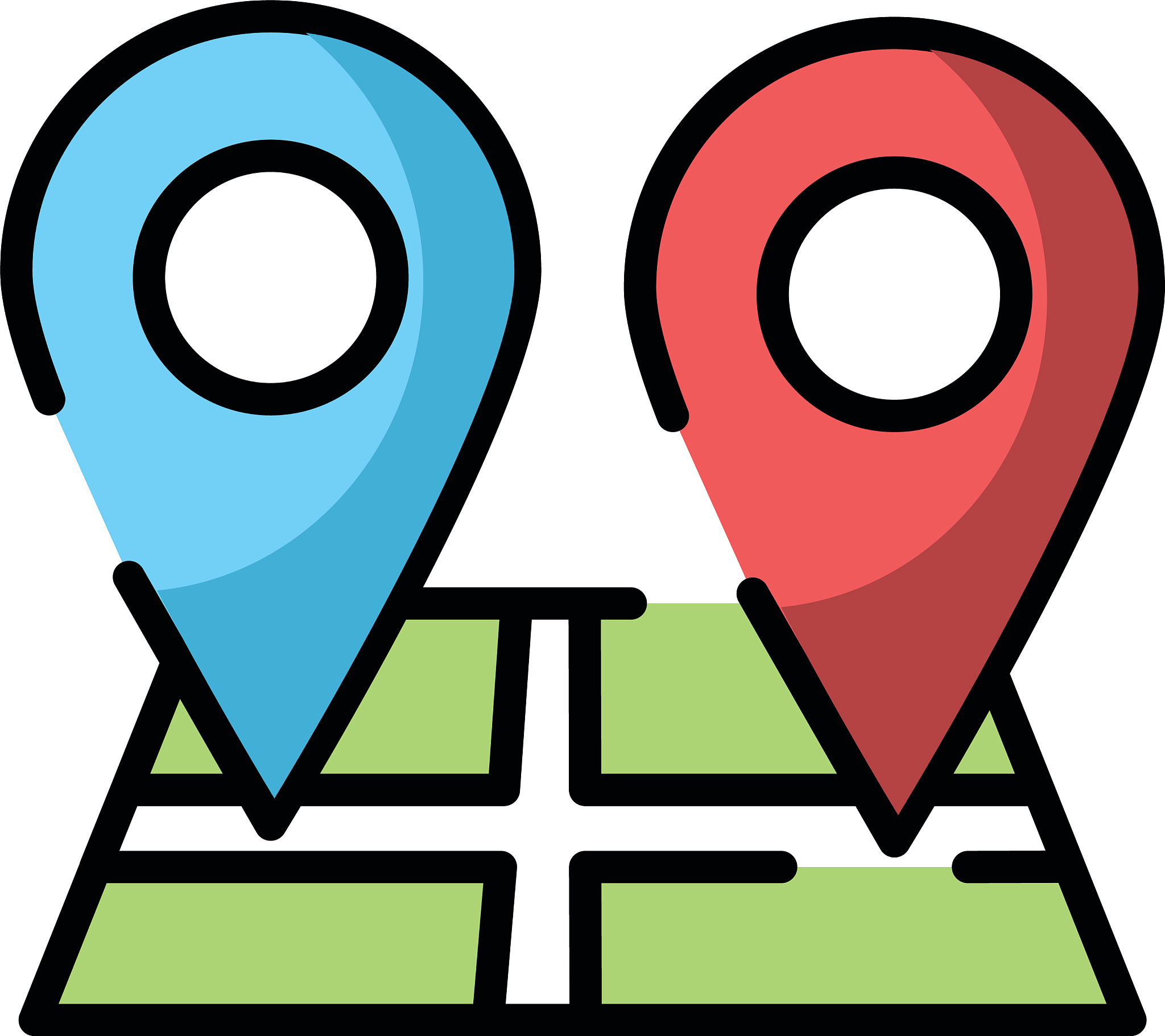 paper map guide with pins location icon