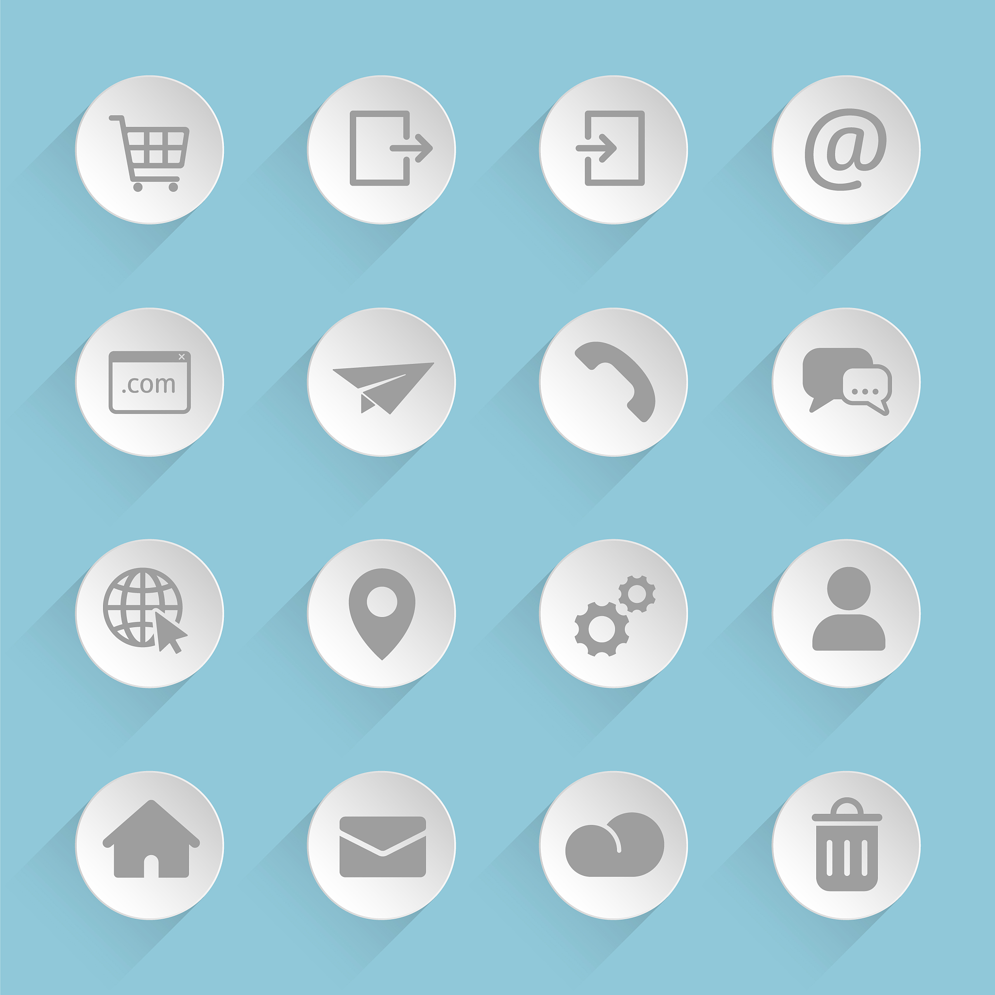 web icons on paper circles