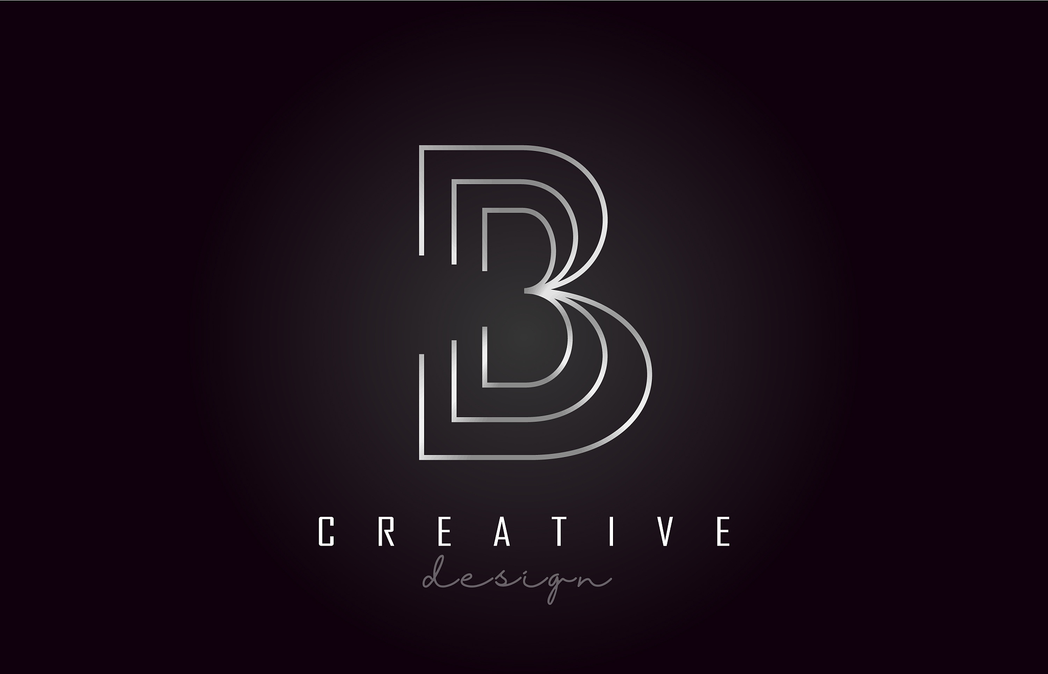 b silver letter logo monogram design creative b