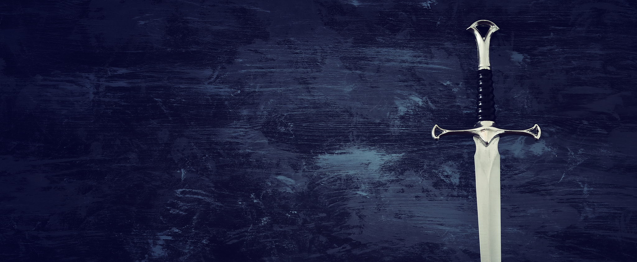 low key banner of silver sword. fantasy medieval period.