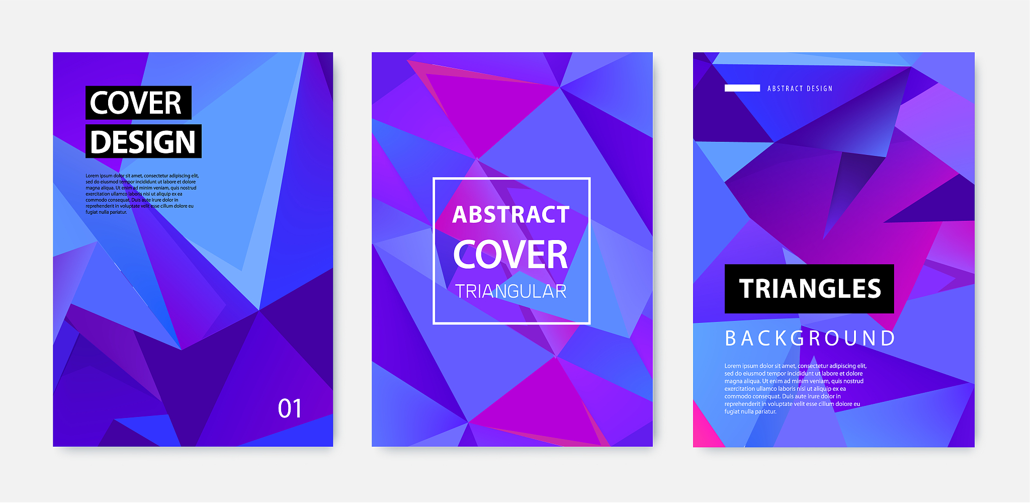 vector set of abstract geometric covers, banners, posters, flyer