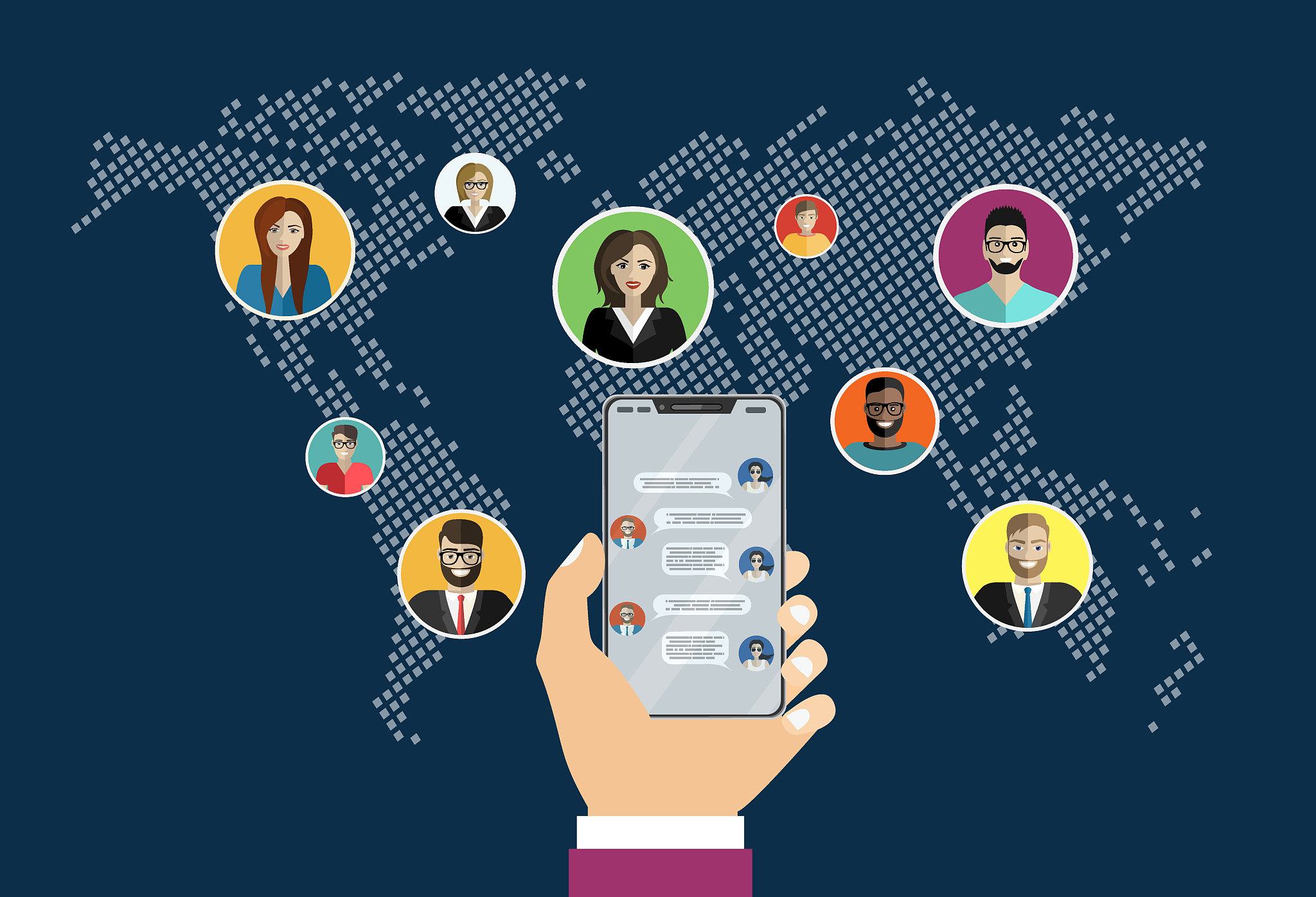 social network, people connecting all over the world.