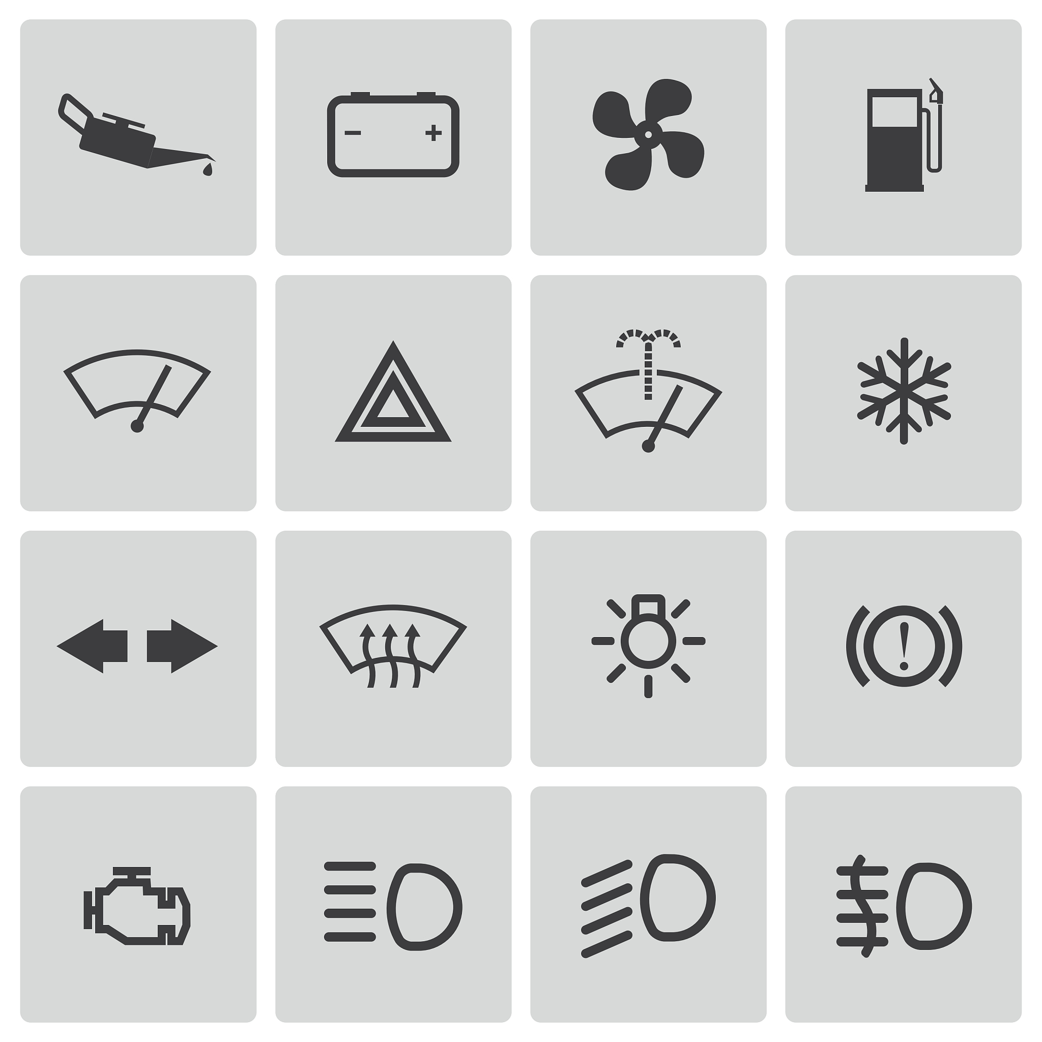 balck car dashboard icons set