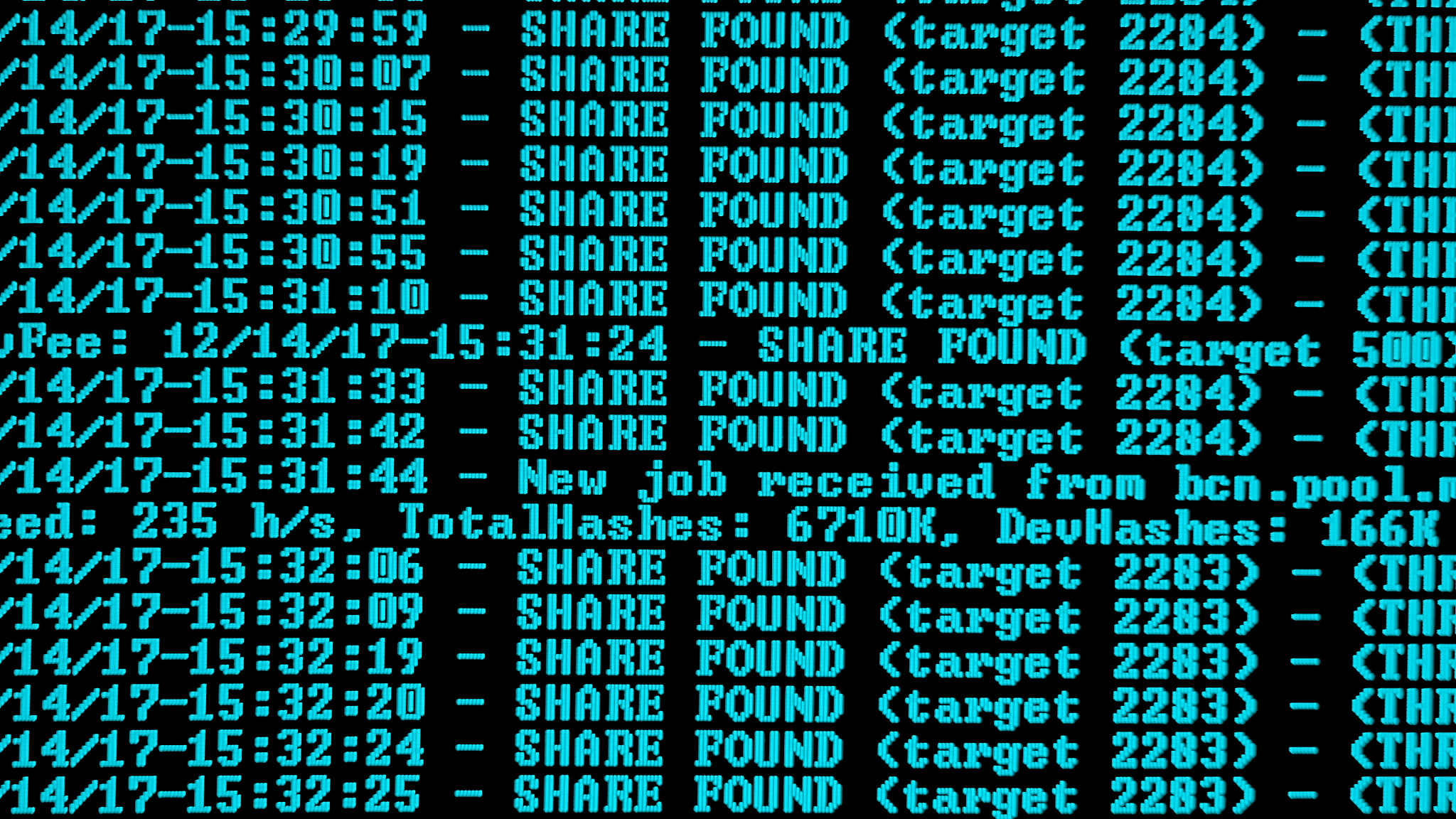 mining cryptocurrency process program on display pc. using softw