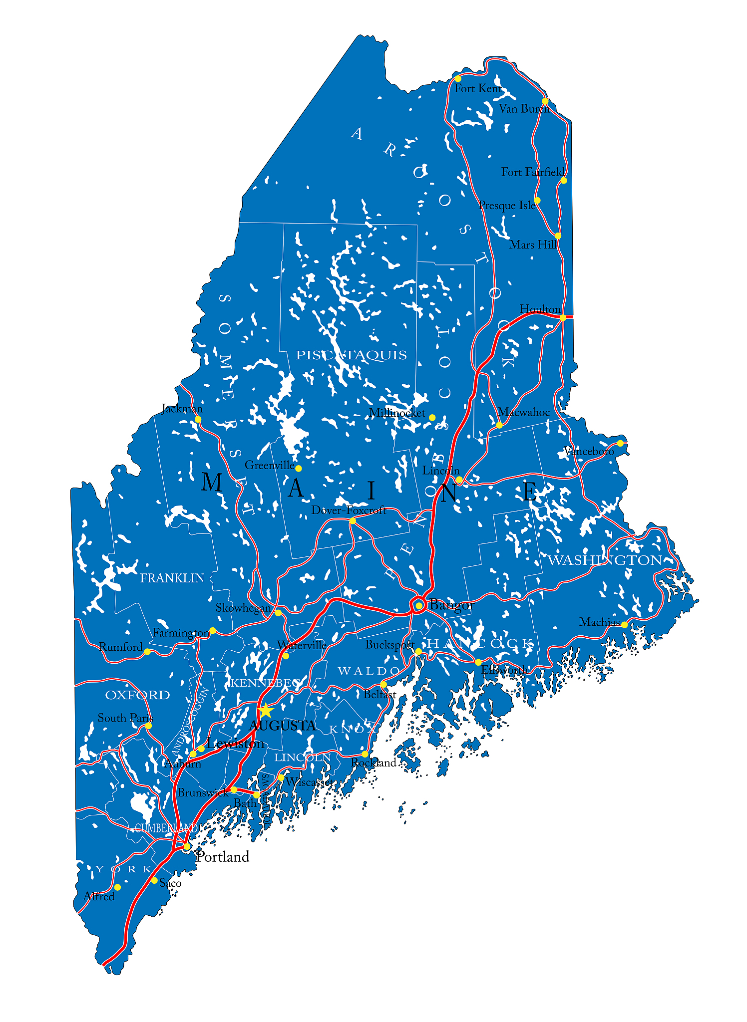 maine  state political map