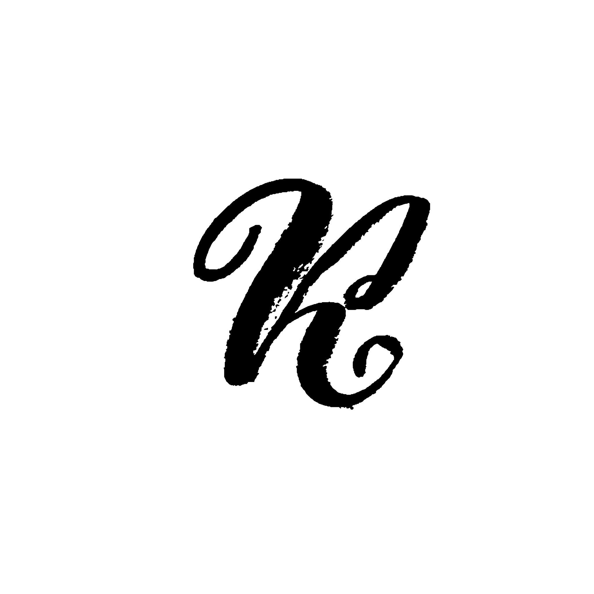 letter k handwritten by dry brush rough strokes