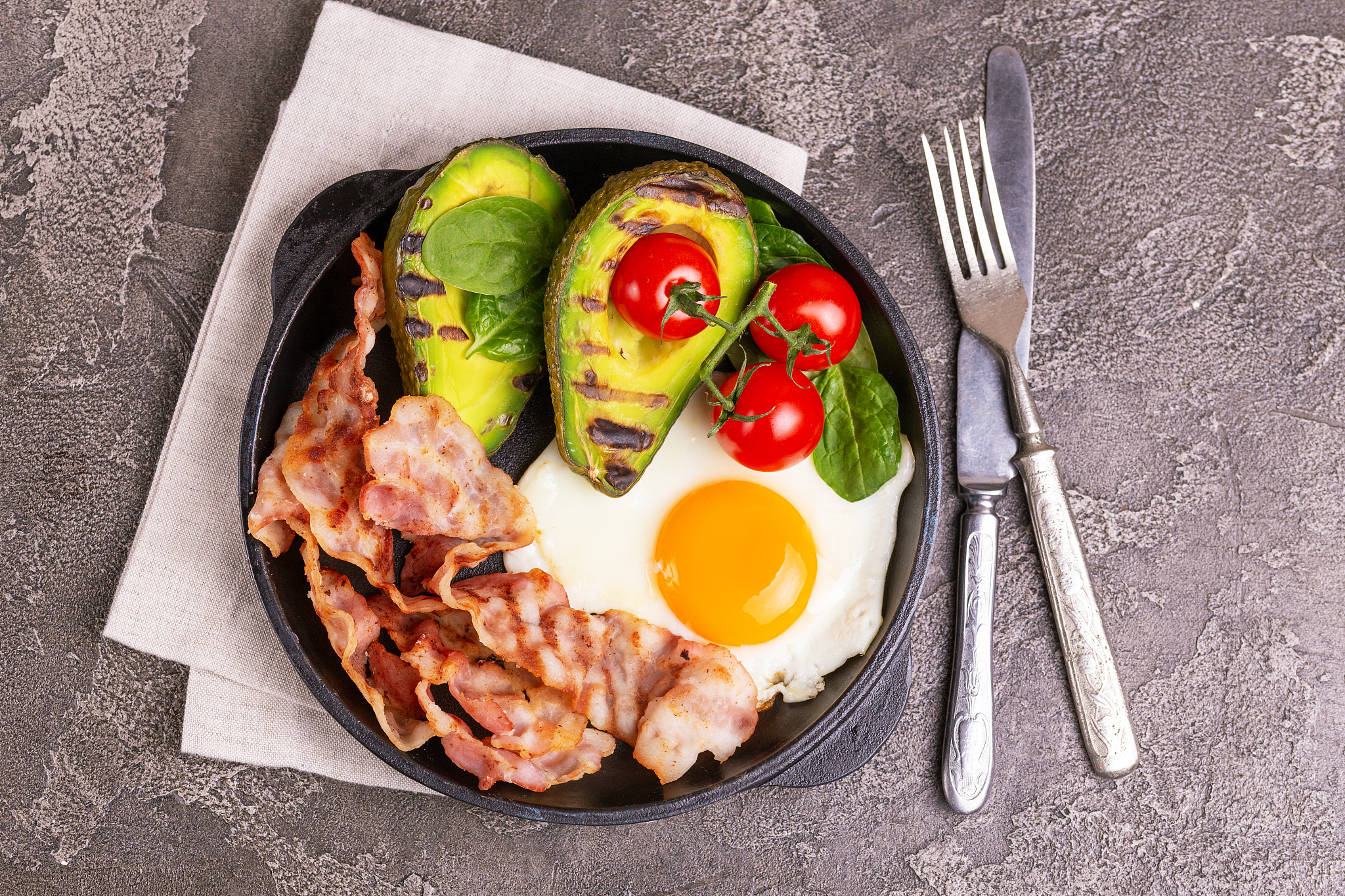 ketogenic diet. low carb high fat breakfast. healthy food concep