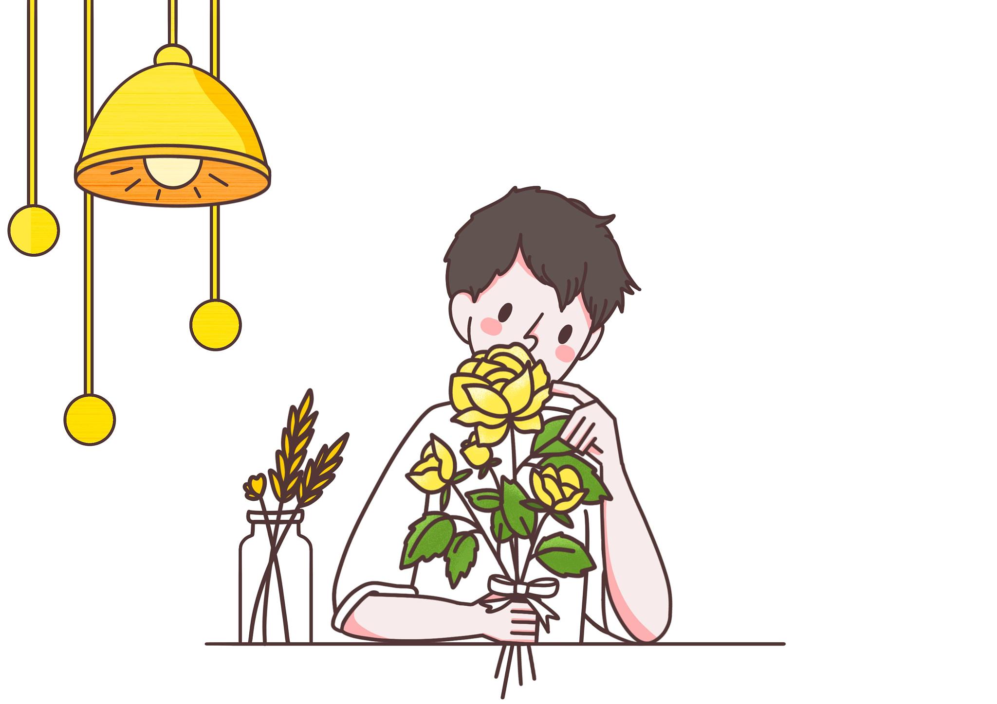 插花的男生