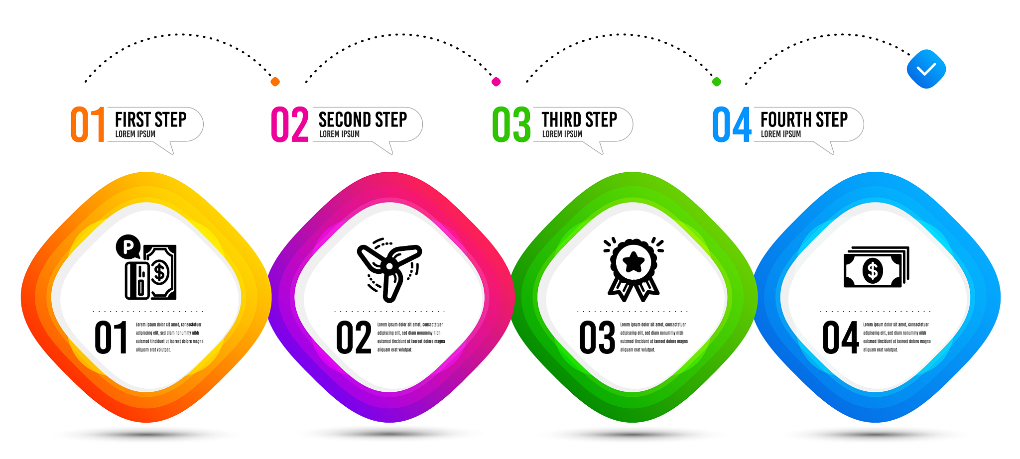 loyalty award banking and parking payment icons