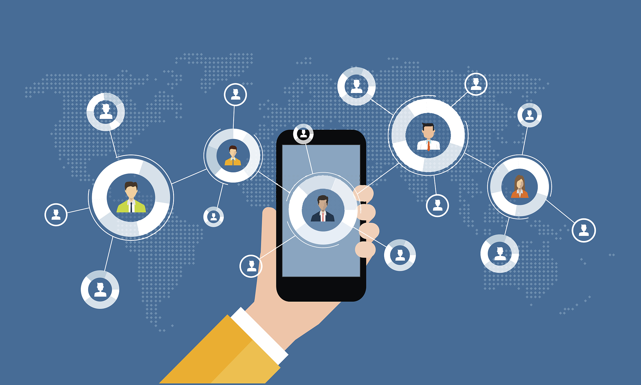 business digital marketing online connection on mobile