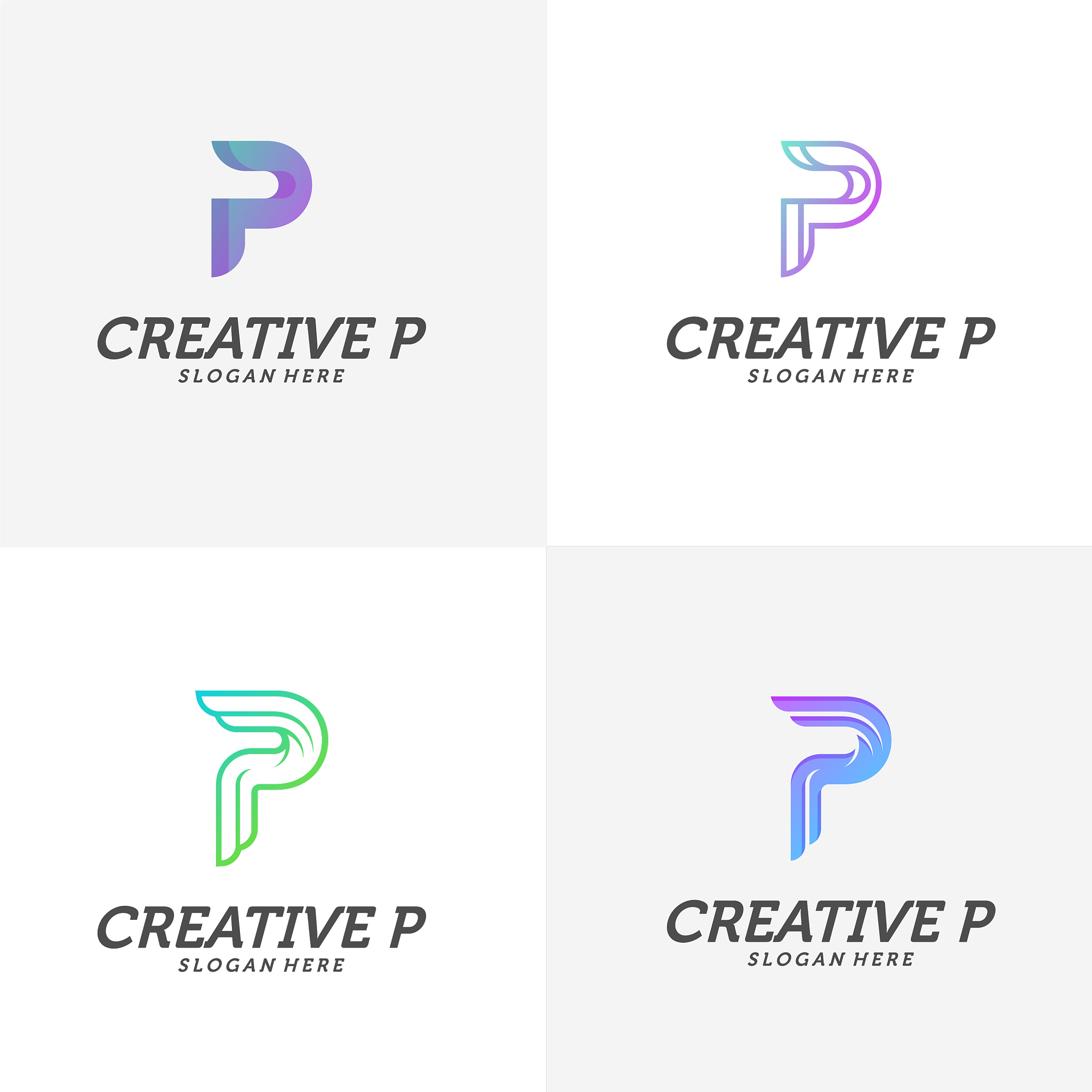 set abstract letter p logo icon for corporate