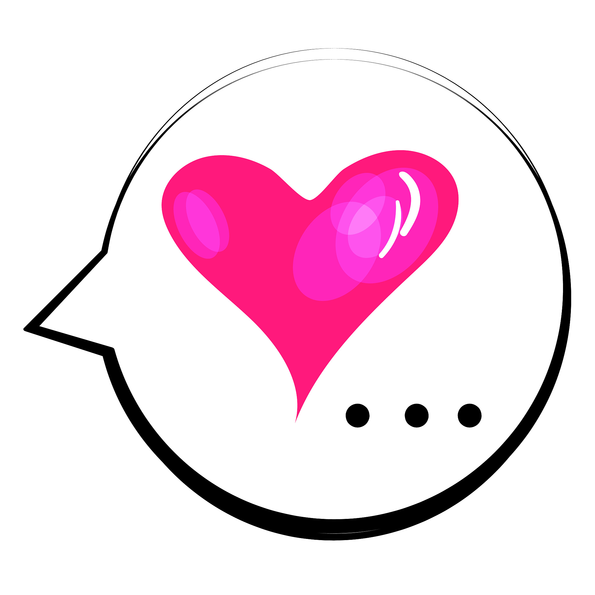 bubble talk phrase with heart for valentine's day.