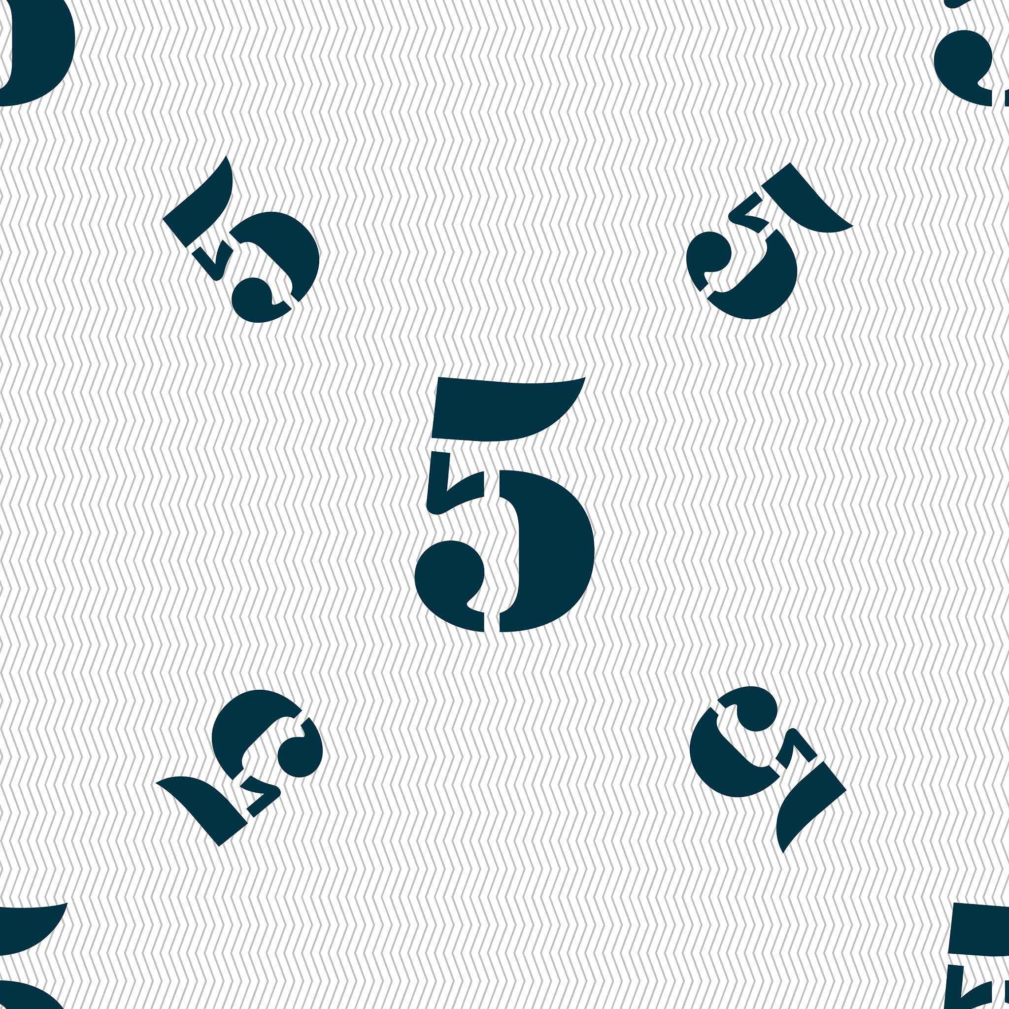 number five icon sign seamless pattern with