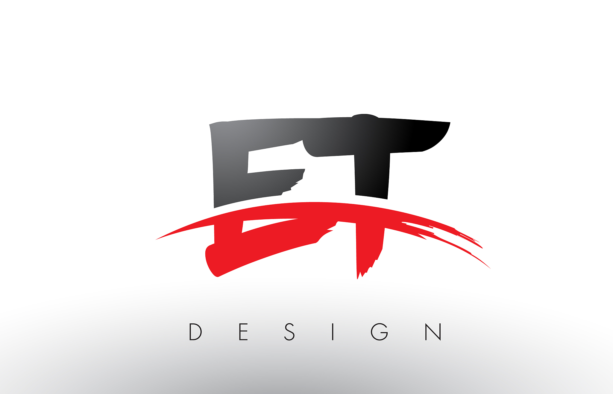 et e t brush logo letters with red and black