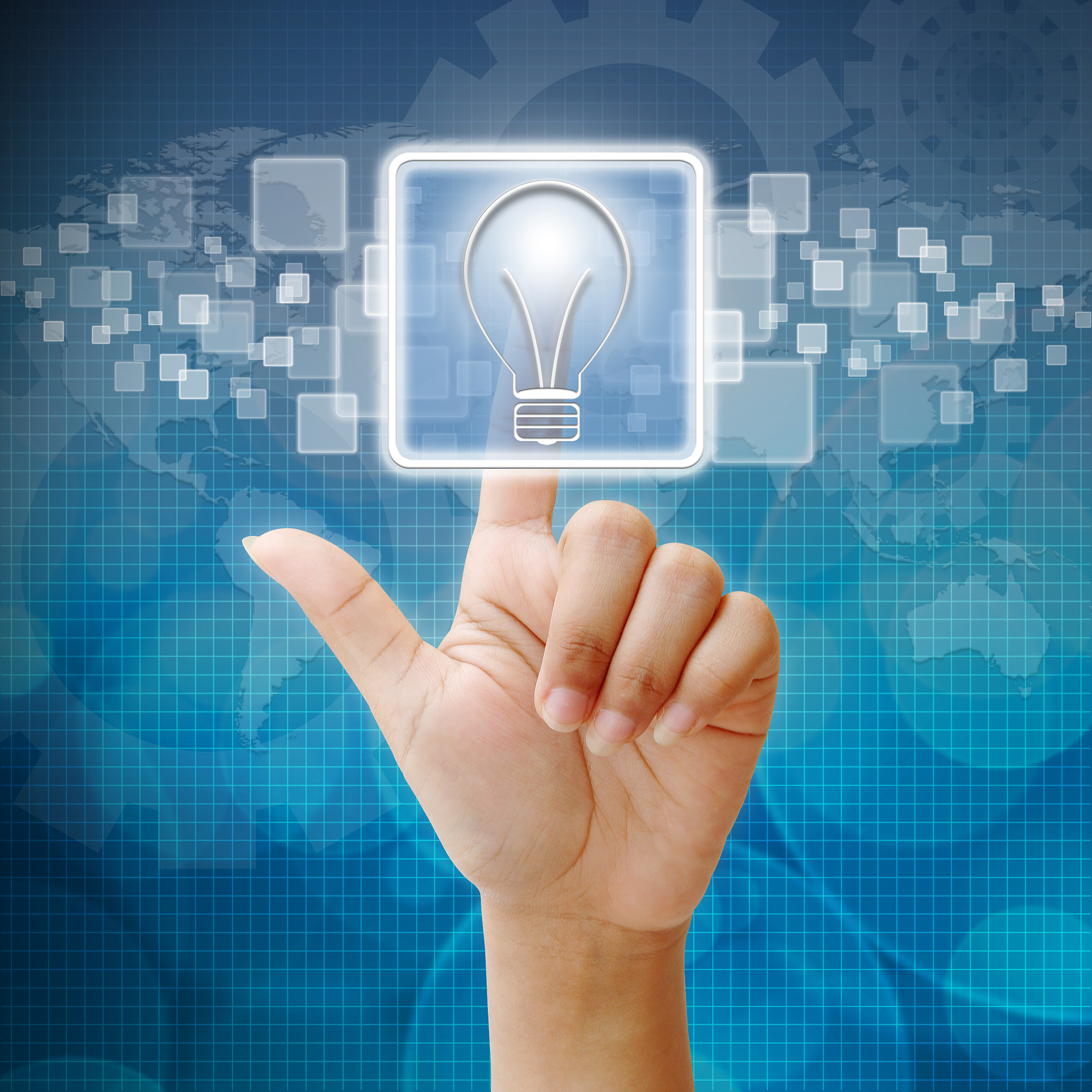 in press bulb light icon for business concept
