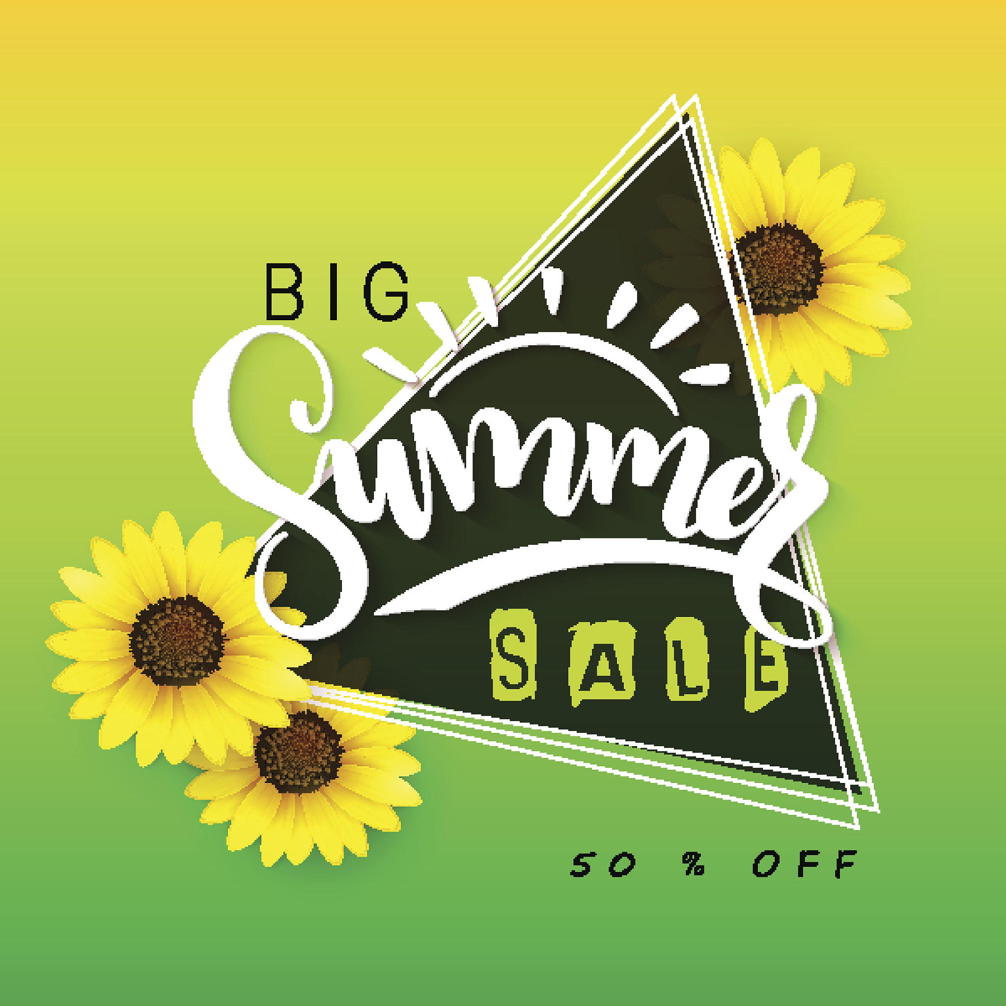 vector illustration of sale banner with hand lettering text, tri