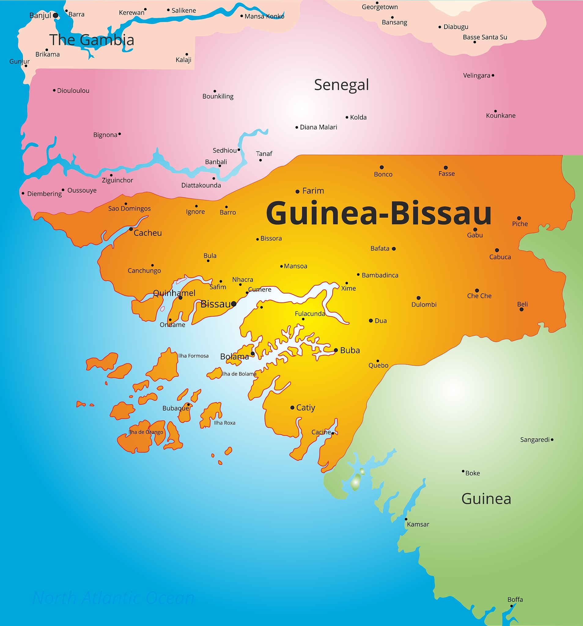 color map of guinea-bissau