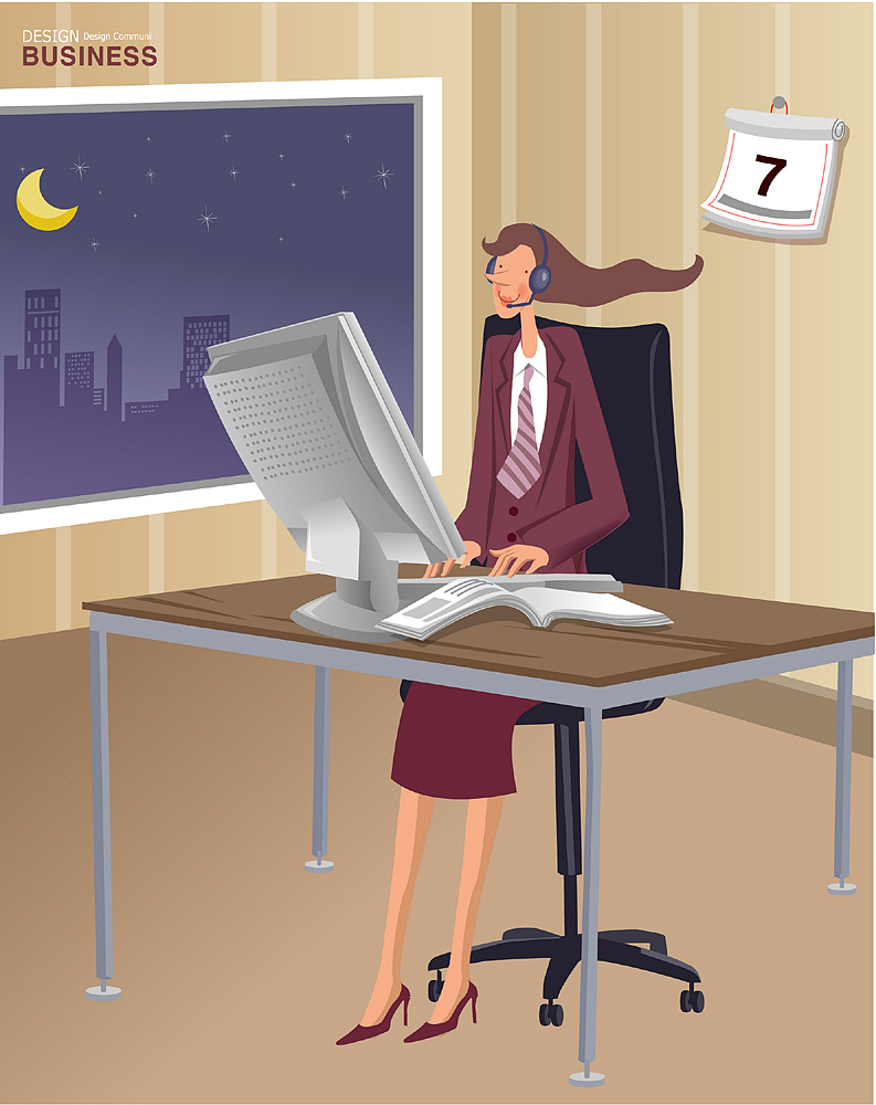 businesswoman working overtime