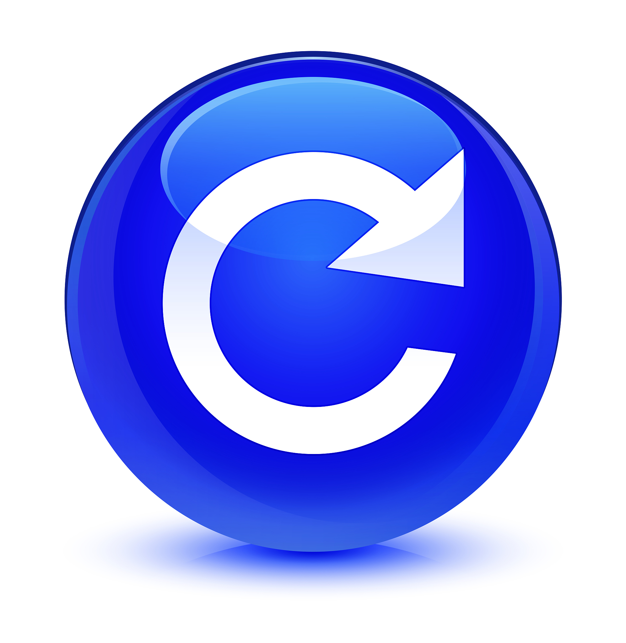 reply rotate icon glassy blue round button