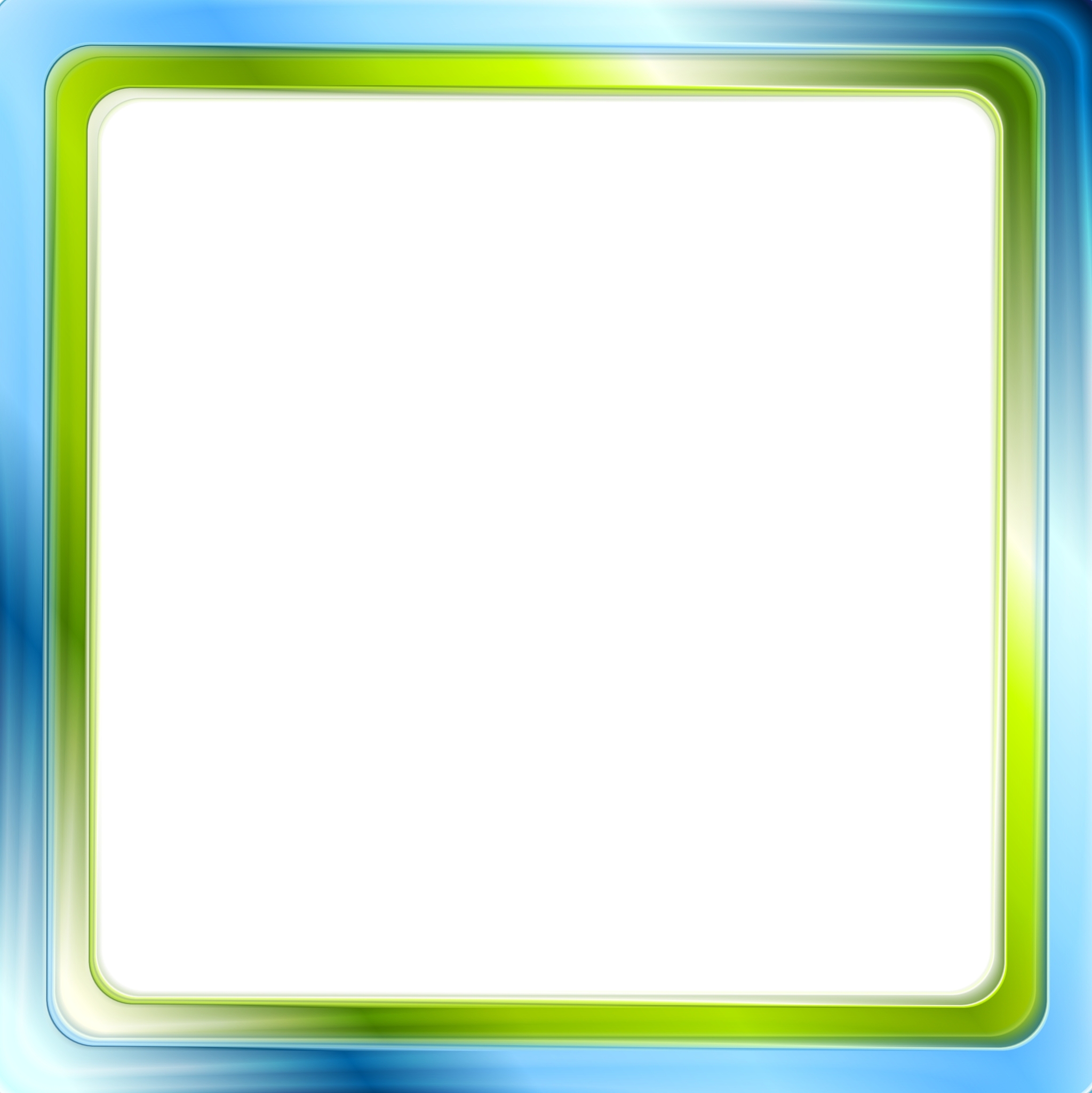 blue and green bright frame on white background