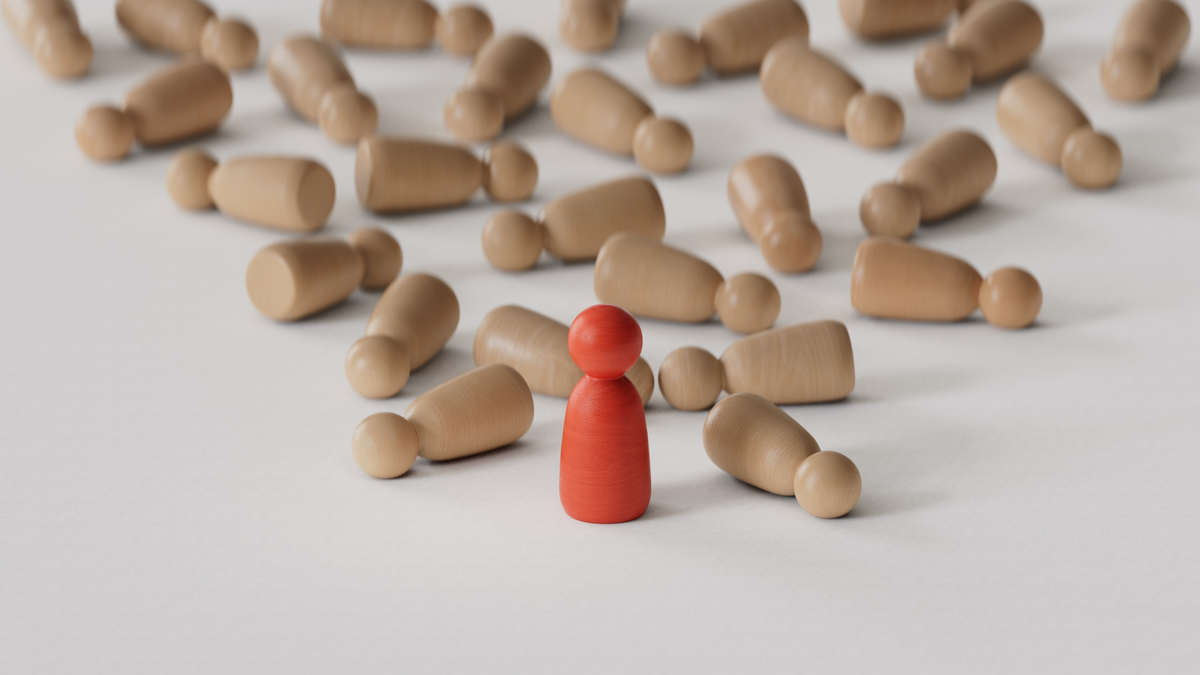 3d插图展示了倒下的棋子.关键人物失能和连锁反应的.