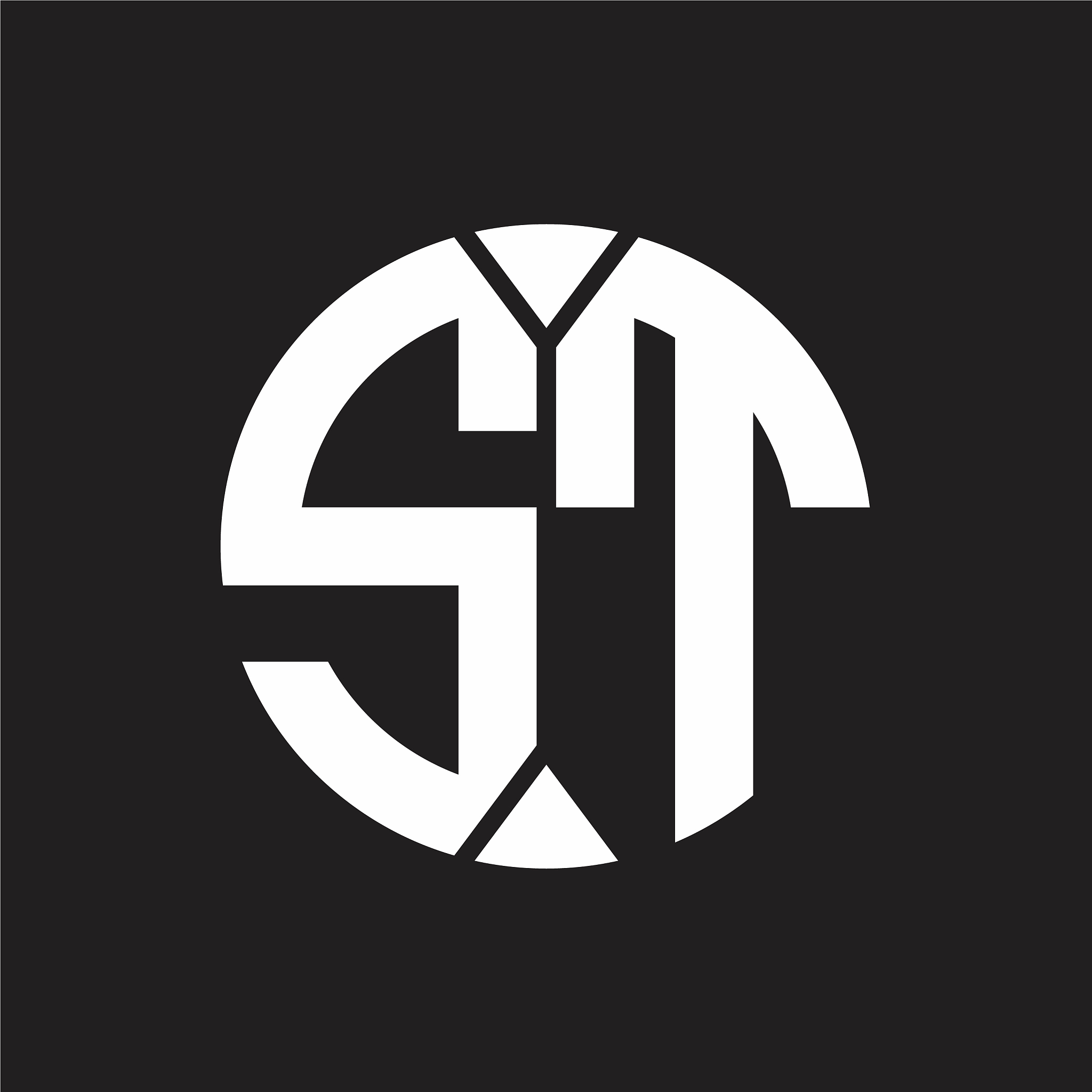 st logo monogram with piece circle ribbon style