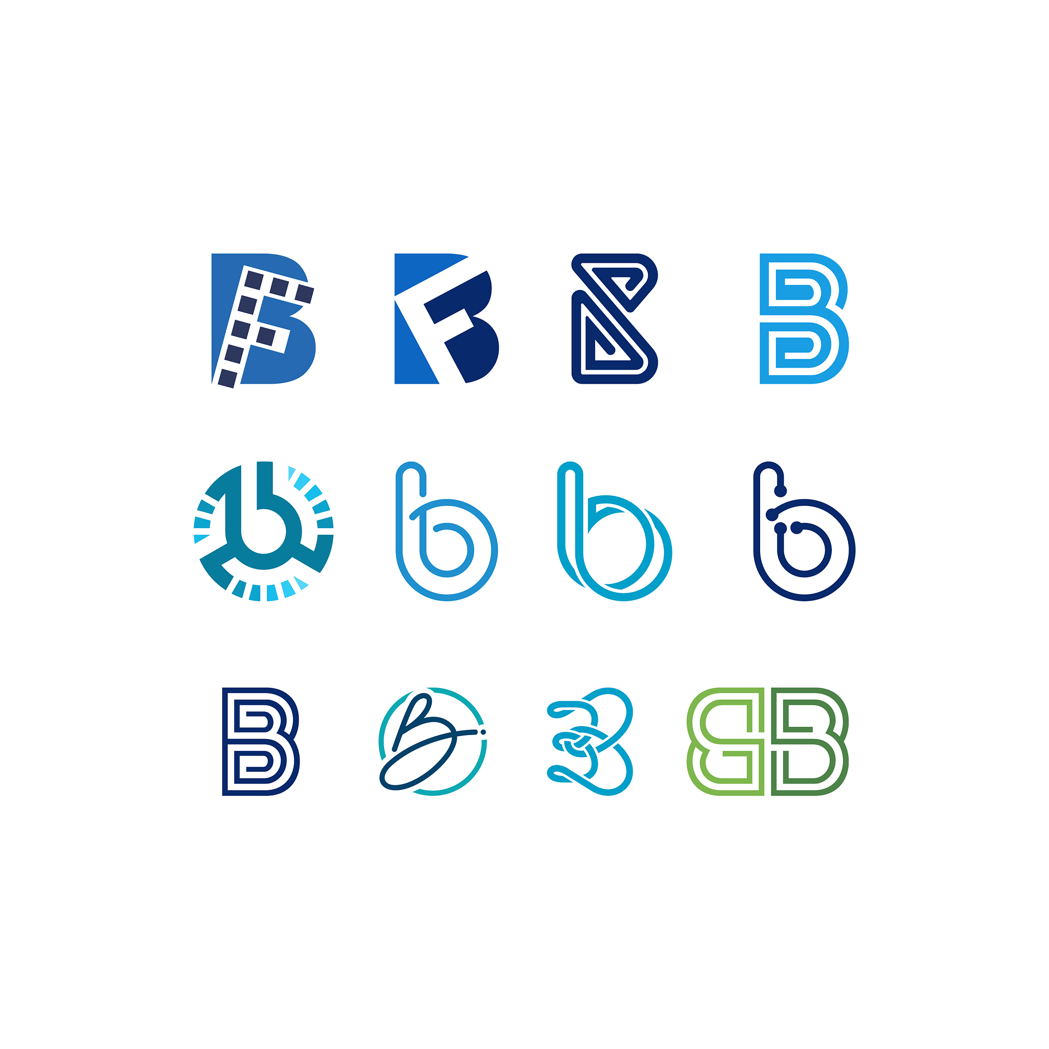 initial letter b logo design templates set