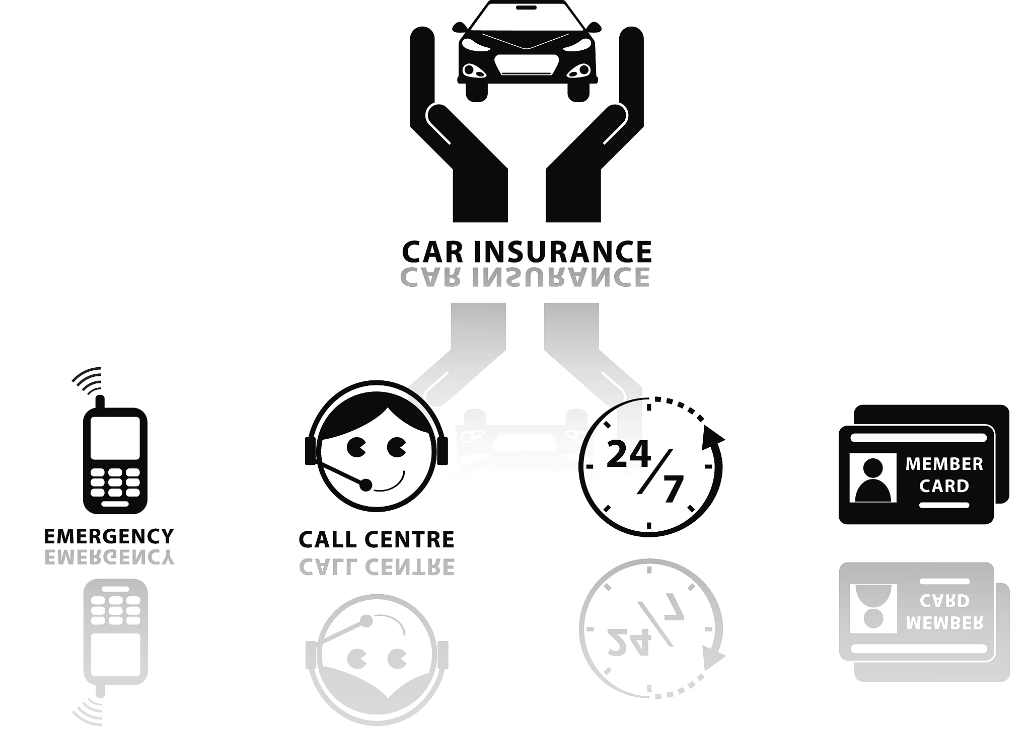 car insurance icons set illustration