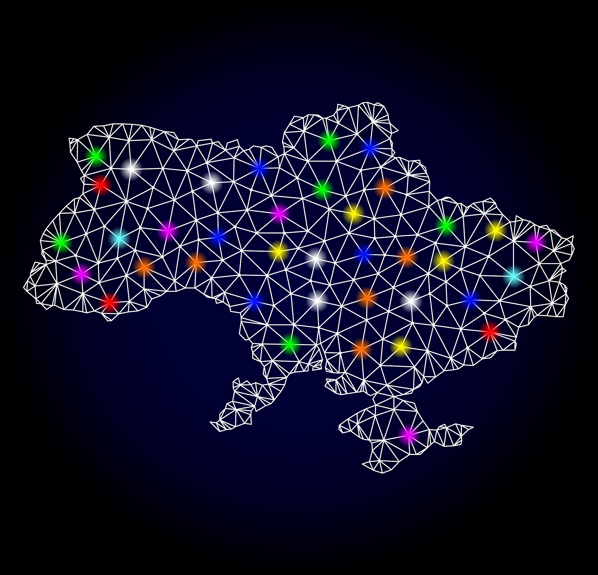 carcass mesh map of ukraine with light