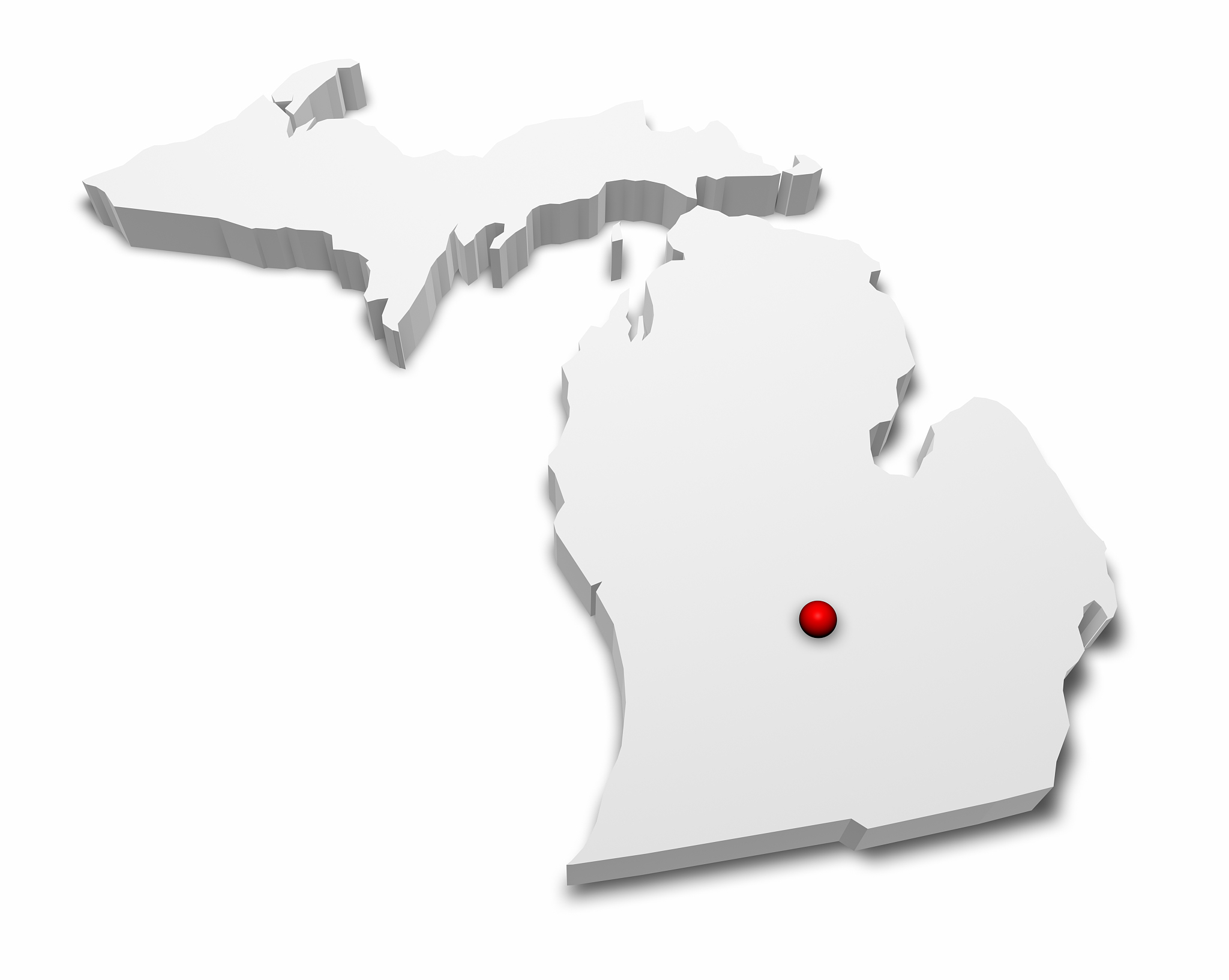 3d map of michigan with capital city marked.