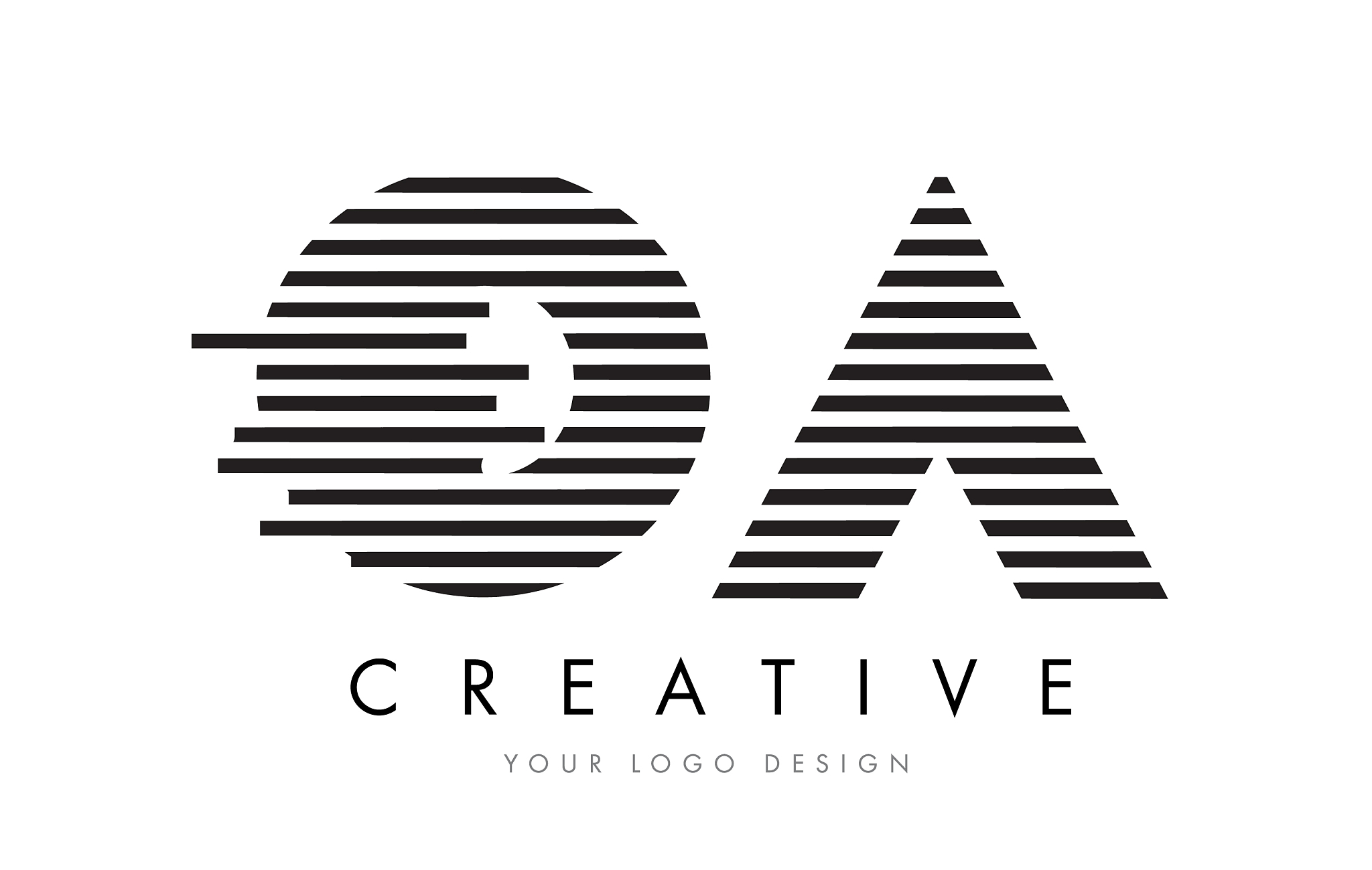 oa o a zebra letter logo design with black and