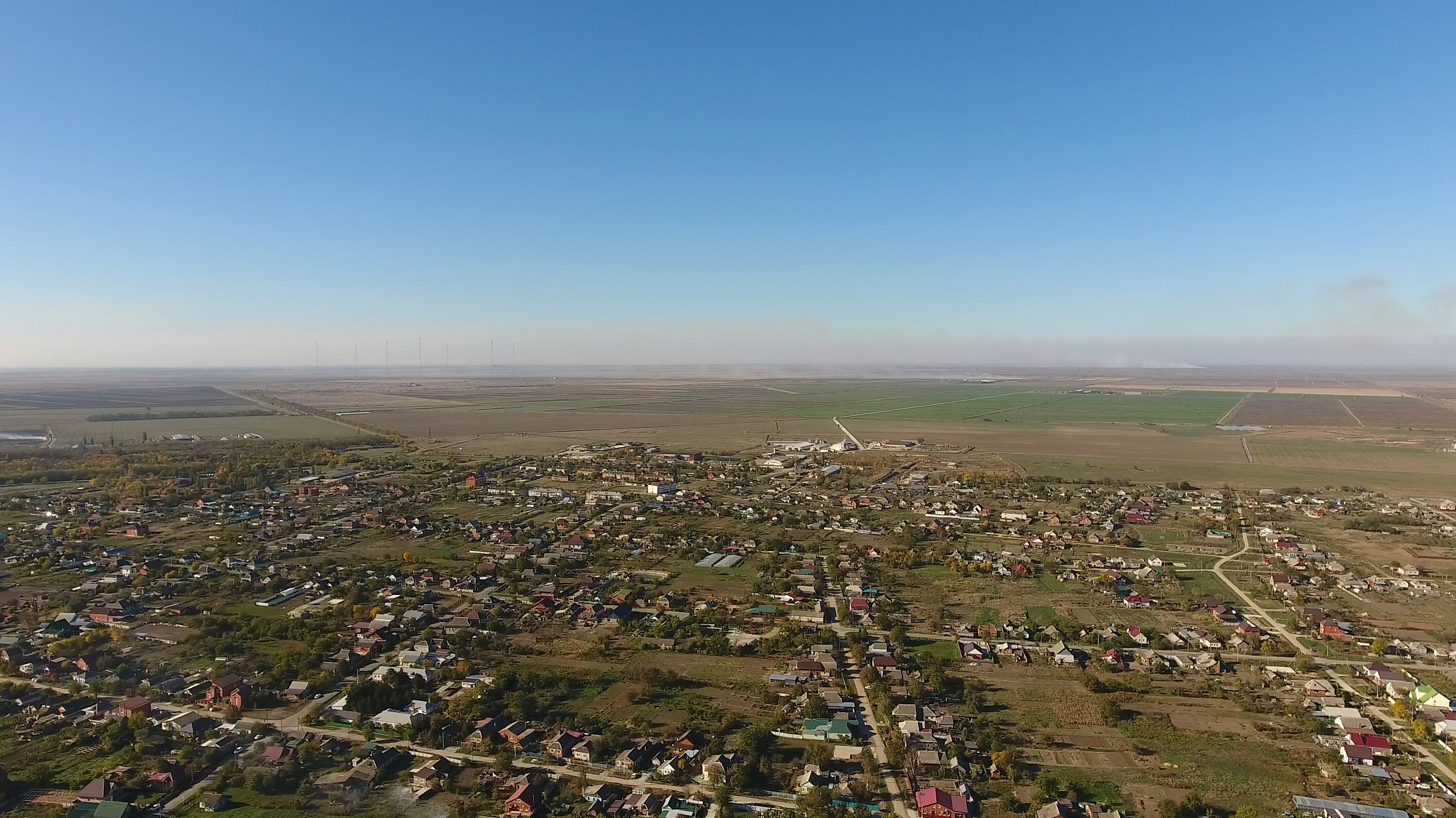 top view of the village. the village of poltavskaya.