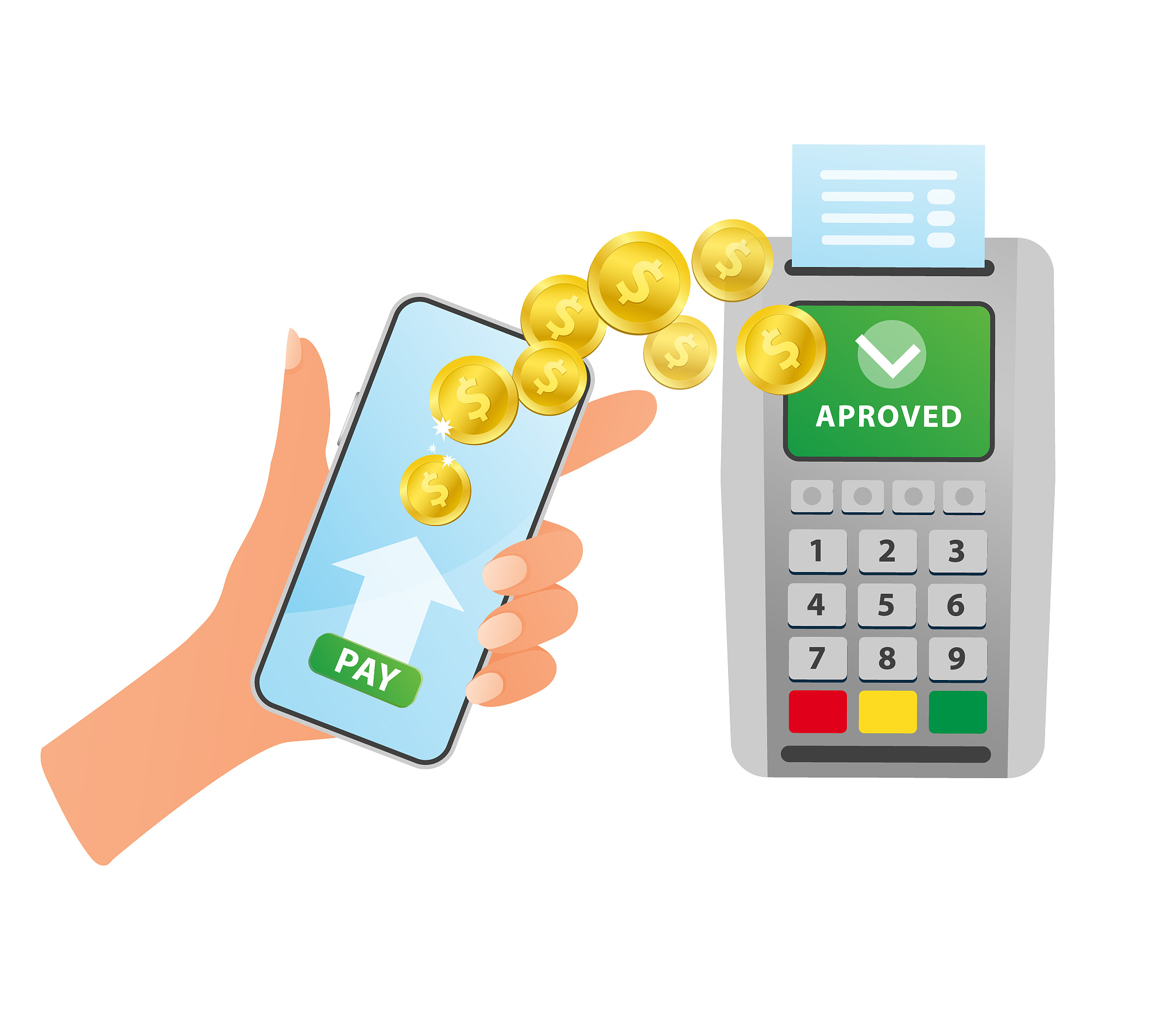nfc terminal. payment by smartphone. vector illustration isolate