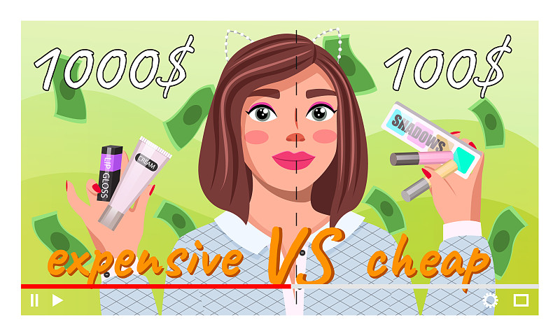 young girl beauty blogger character showing